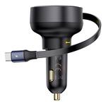 Baseus - Enjoyment Pro Car Charger C+Retractable Type-C Cable 60W Cluster - Black