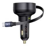 Baseus - Enjoyment Pro Car Charger C+Retractable Type-C Cable 60W Cluster - Black