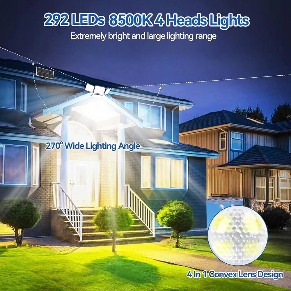 292 LEDs 8500K 4 Heads Lights  
Extremely bright and large lighting range  

270° Wide Lighting Angle  

4 In 1 Convex Lens Design