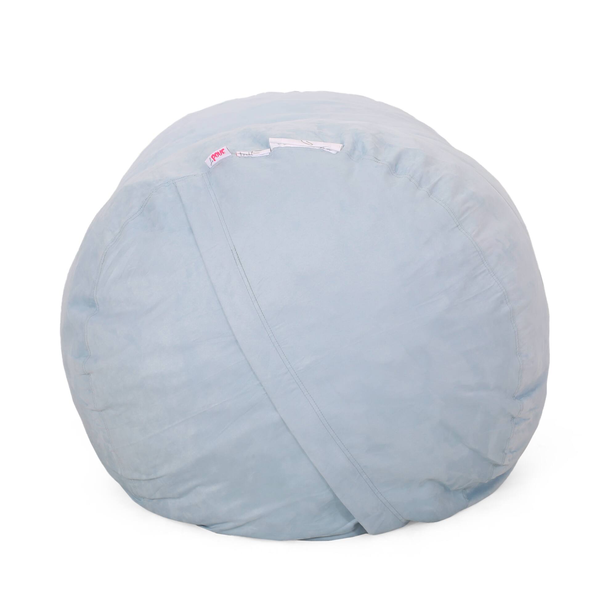 Left. GOODSILO - Premium Cylindrical Microfiber Bean Bag Chair with Removable Cover and High-Density Foam Filling - Seafoam.