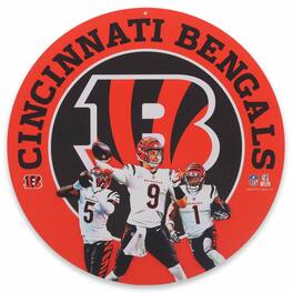 Open Road Brands - Cincinnati Bengals Team Stars 11" Round Metal Sign - Multicolor