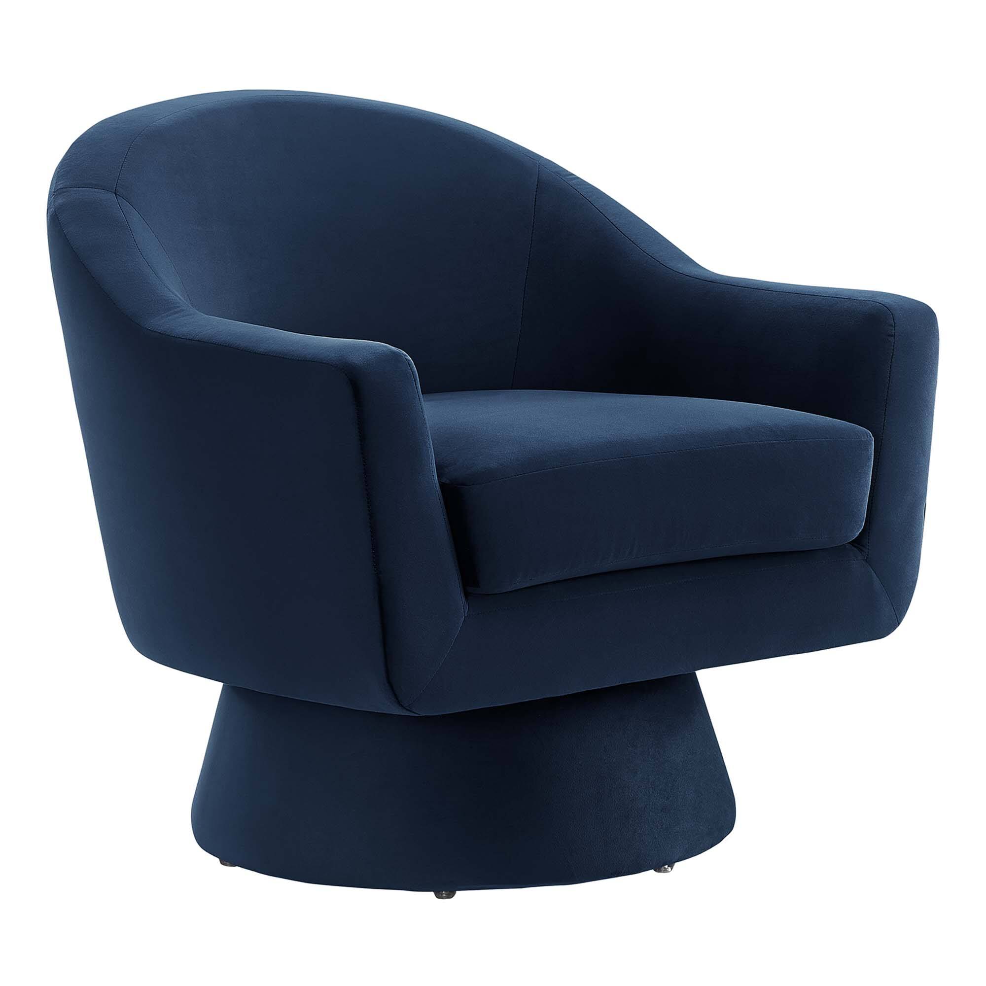 Angle. Modway - Astral Performance Velvet Fabric and Wood Swivel Chair by Modway - Midnight Blue.