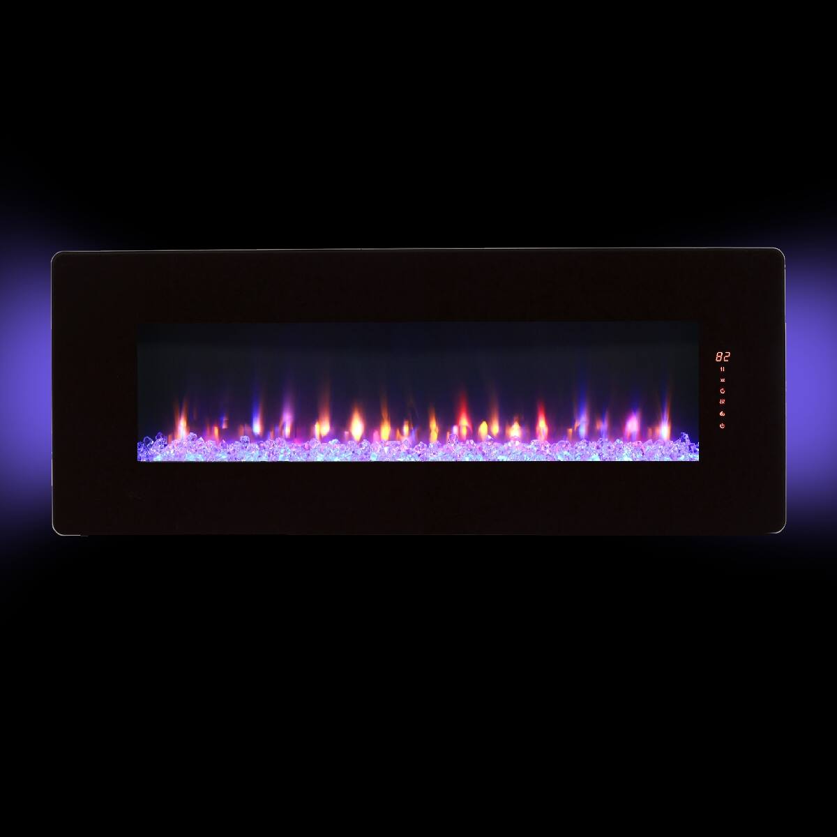 Alt View 4. Loheer - Loheer 48 inch curved electric fireplace Wall Mounted with Multi-Color Backlight - Antique Black.