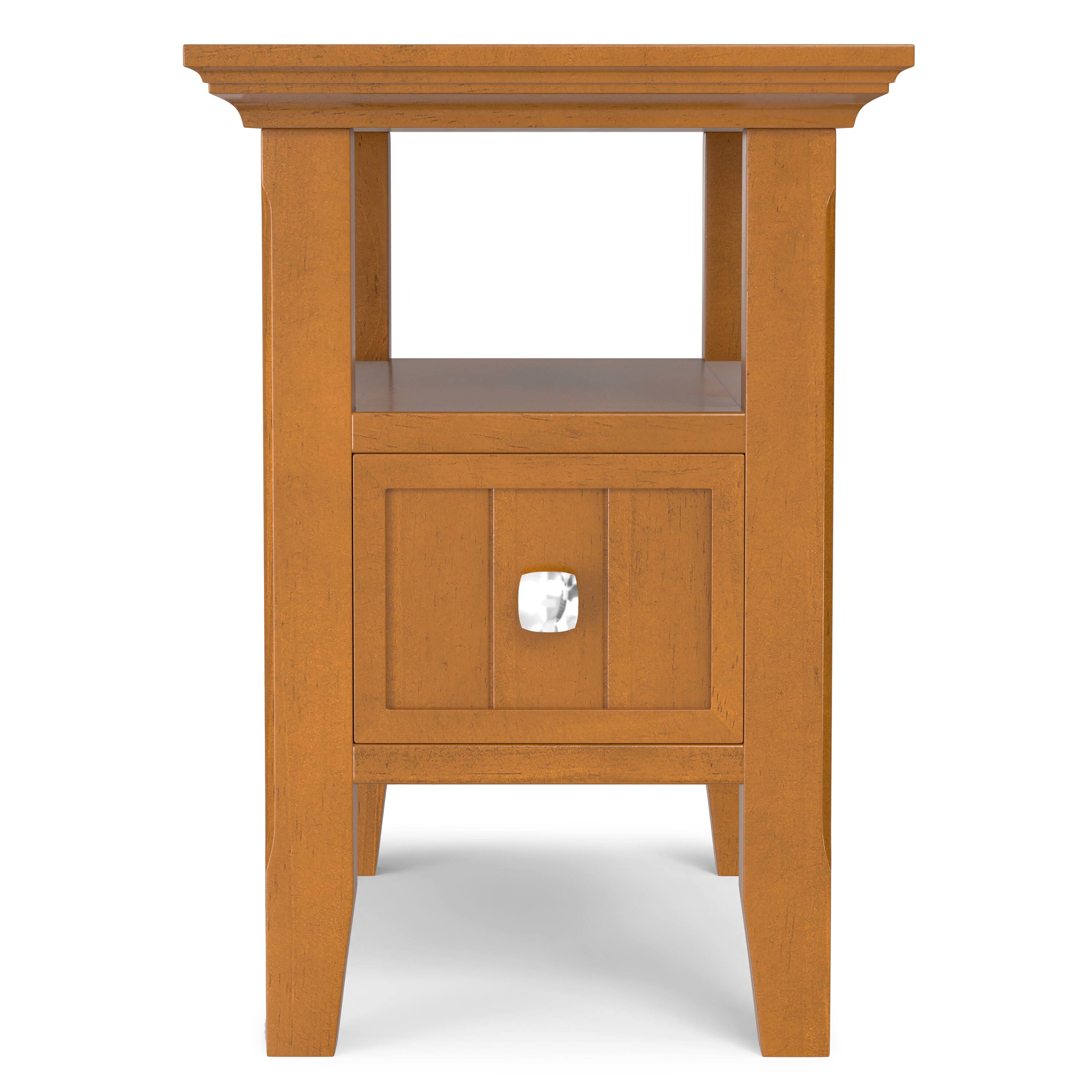 Left. Simpli Home - Acadian 14 inch Wide Solid Wood Transitional Narrow Side Table with Drawer in Light Golden Brown - Light Golden Brown.