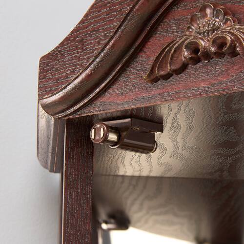 Back. LUCKY ONE - Freestanding Corner Curio Cabinet with Glass Shelves LED Light Bar Cabinet Wine Storage Display Case - Cherry.