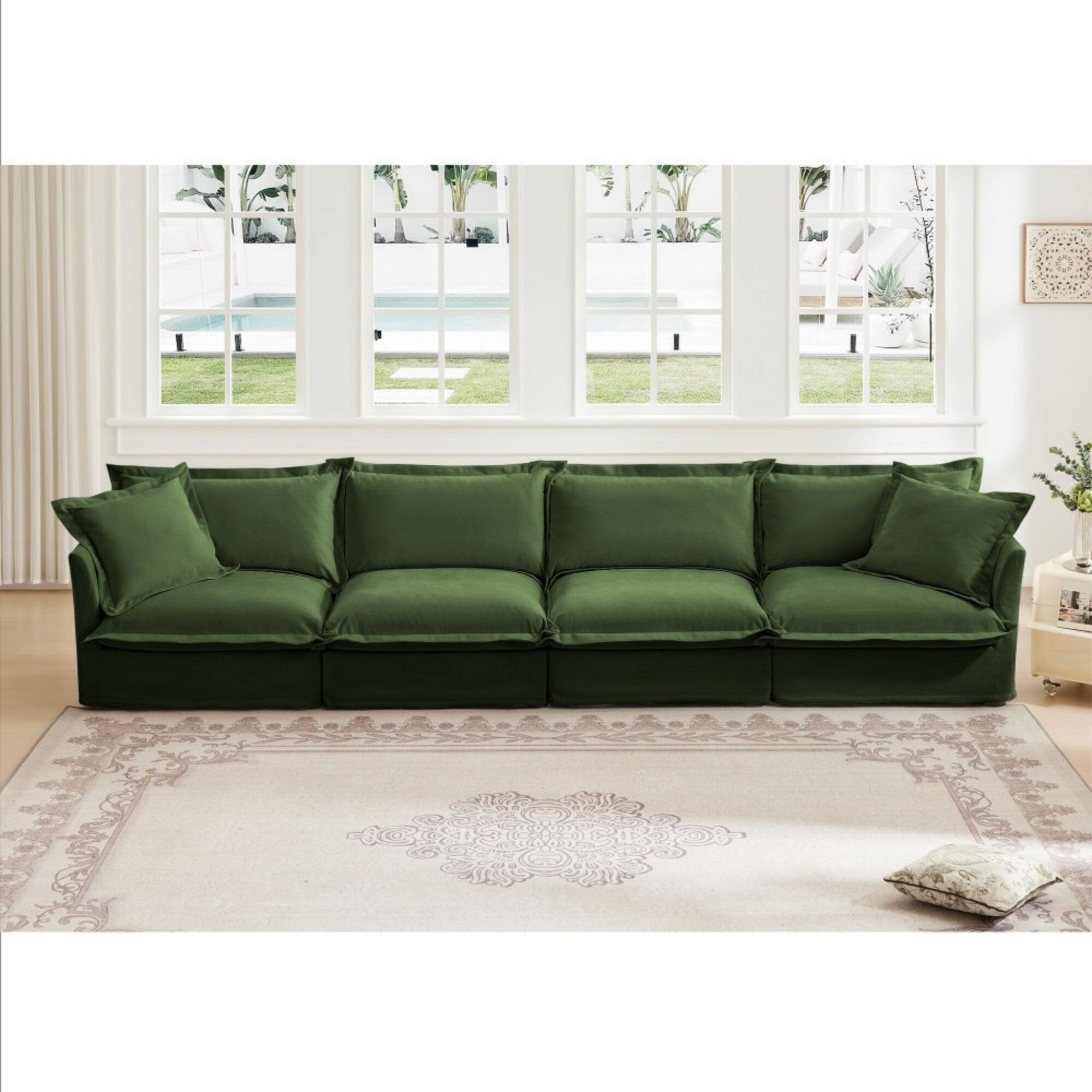 Alt View 10. Boyel Living - Slipcovered Chenille 4 Seater Cloud Sofa - Green.