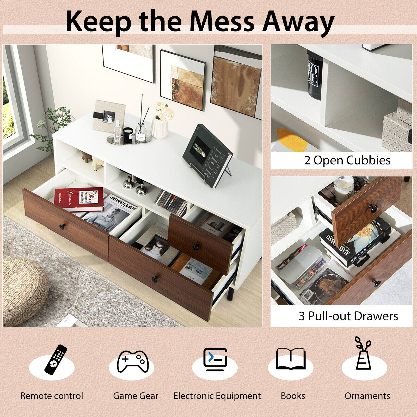 Keep the Mess Away 18 Seoritns -i. I A 10Ks JEWELLER DIOR CHRISTL 2 Open Cubbies 3 Pull-out Drawers + Remote control Game Gear Electronic Equipment Books Ornaments