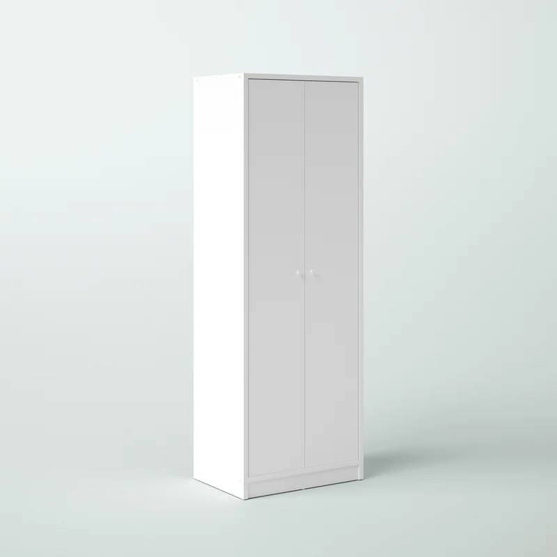 Back. Hivvago - Modern White 2-Door Wardrobe Armoire Cabinet with Clothes Hanging Rod - White.