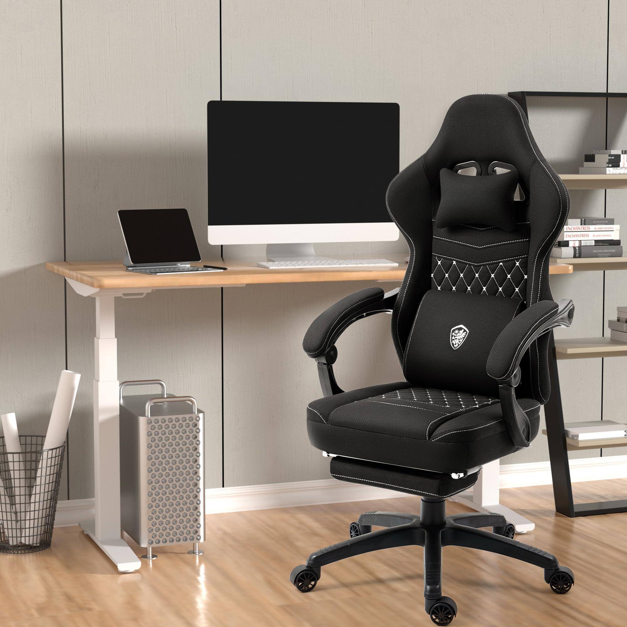 Alt View 1. ThinkLink Electronic - Stylish Modern Premium High Gaming Chair Computer With Adjustable Lumbar Fabric For Home Office - Black.