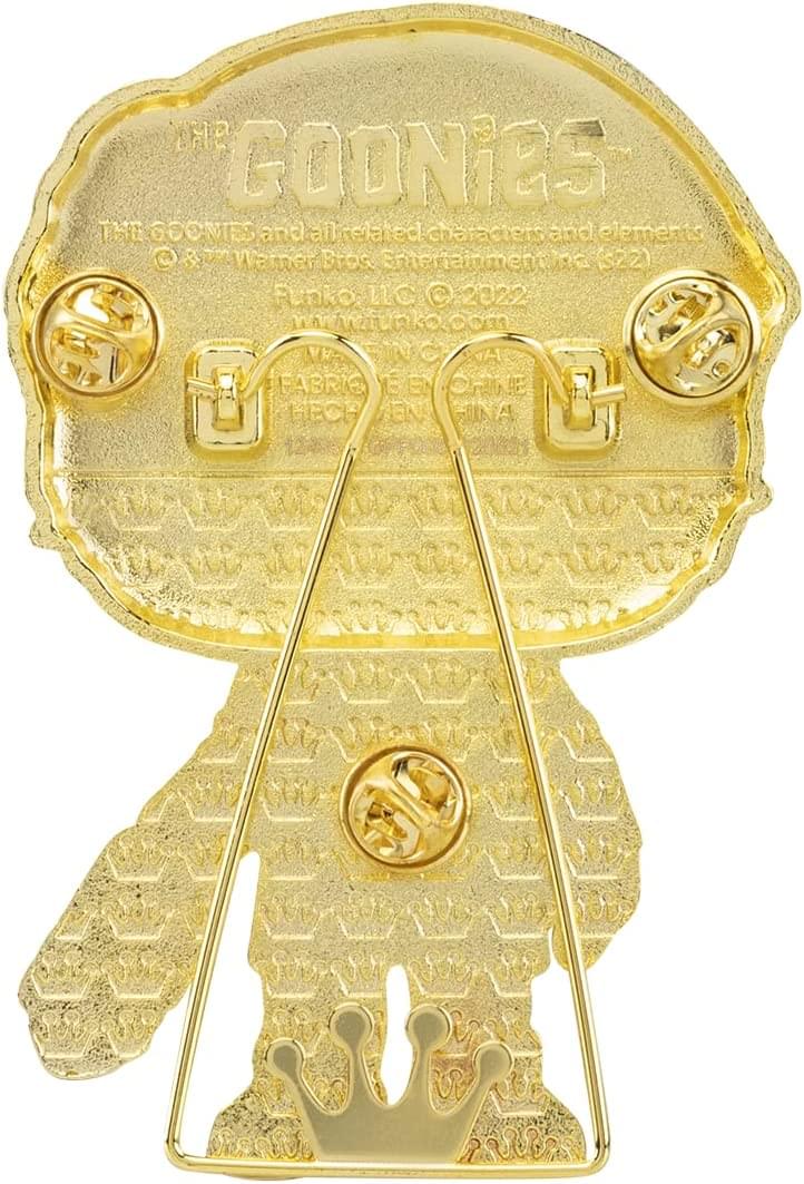 Sure, here is the corrected and grouped text from the image:

---

**GOONIES**

The Goonies and all related characters and elements © & ™ Warner Bros. Entertainment Inc. (S22)  
© 2022  
Funko LLC  
Manufactured by:  
FABRIC HECH EN SUNA  
JAPAN

---

This text includes the title "GOONIES," a copyright notice, and manufacturing details.