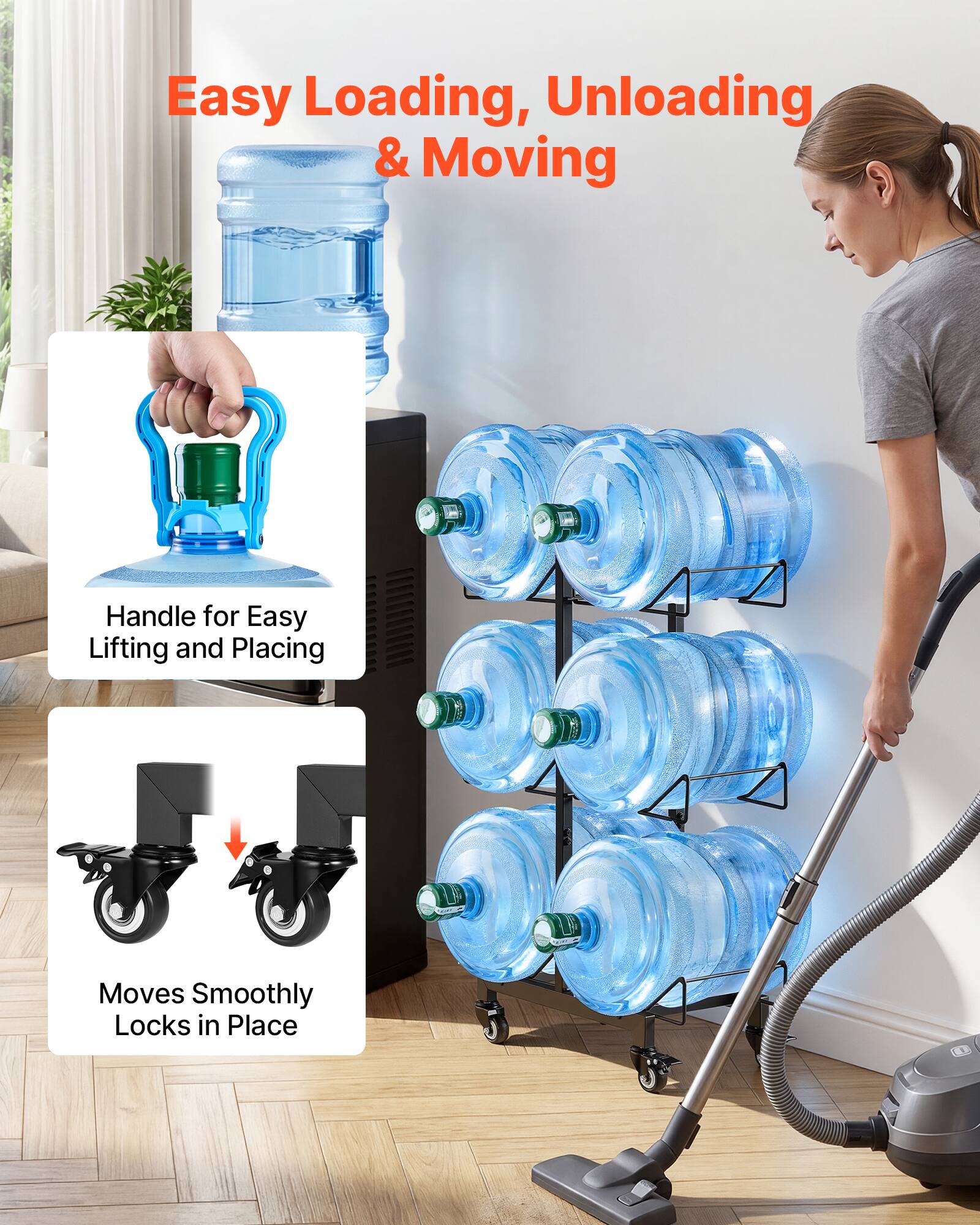 Easy Loading, Unloading & Moving

Handle for Easy Lifting and Placing

Moves Smoothly Locks in Place