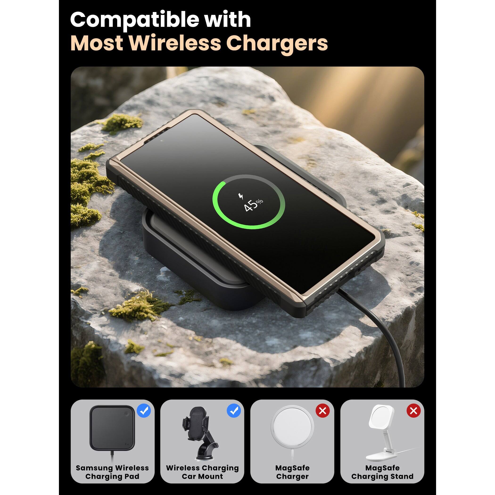 Compatible with Most Wireless Chargers

- Samsung Wireless Charging Pad
- Wireless Charging Car Mount
- MagSafe Charger
- MagSafe Charging Stand