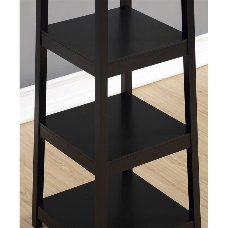 Left. ALEXOUN - Coat Rack with 3-Tier Storage Shelves - Wood, Big Hooks for Coats, Scarves, Jackets, Extra Storage for Home - Black.
