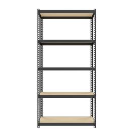 Space Solutions - 1000 Riveted Steel Shelving 5-Shelf Unit, 12D x 30W x 60H, Black - Black
