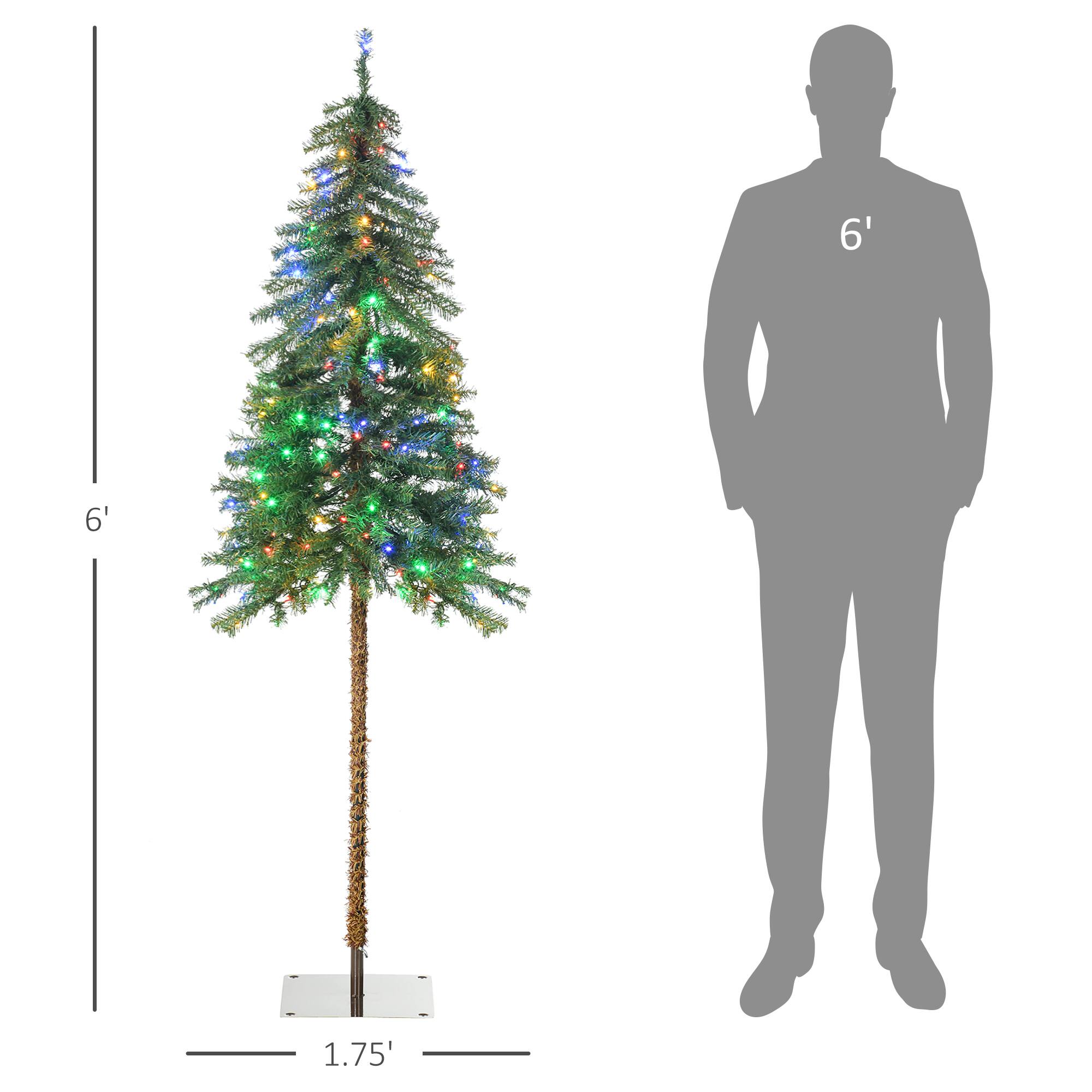 Alt View 2. Homcom - Prelit Pencil Artificial Christmas Tree, 442 Branches, 175 Warm White or Colorful LEDs, Steel Base - green.