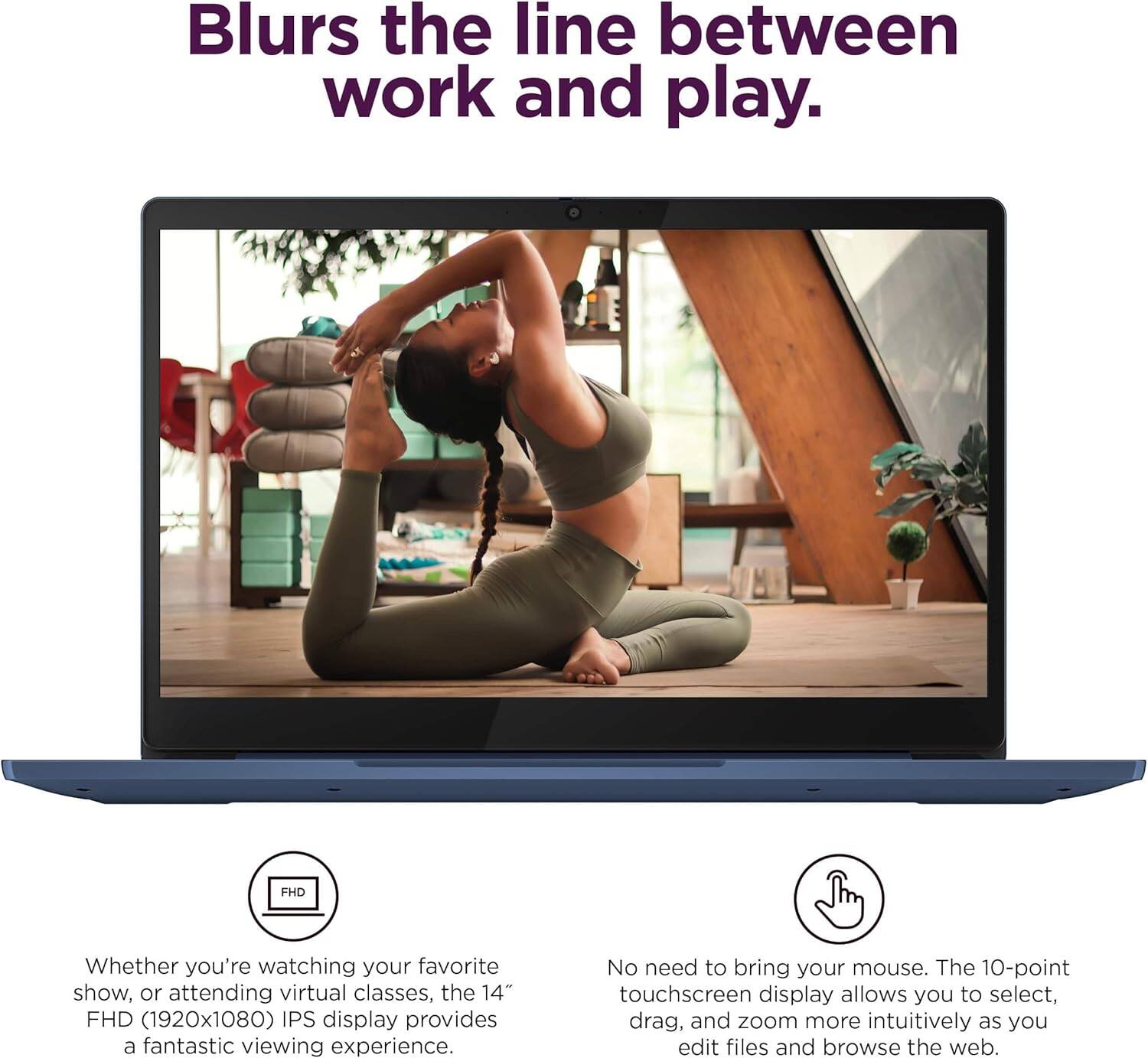 Alt View 3. Lenovo - IdeaPad Slim 3 Chromebook 14" FHD Touchscreen Laptop - MediaTek Kompanio 8-Core Processor  - 192GB Storage - Chrome OS - Abyss Blue.