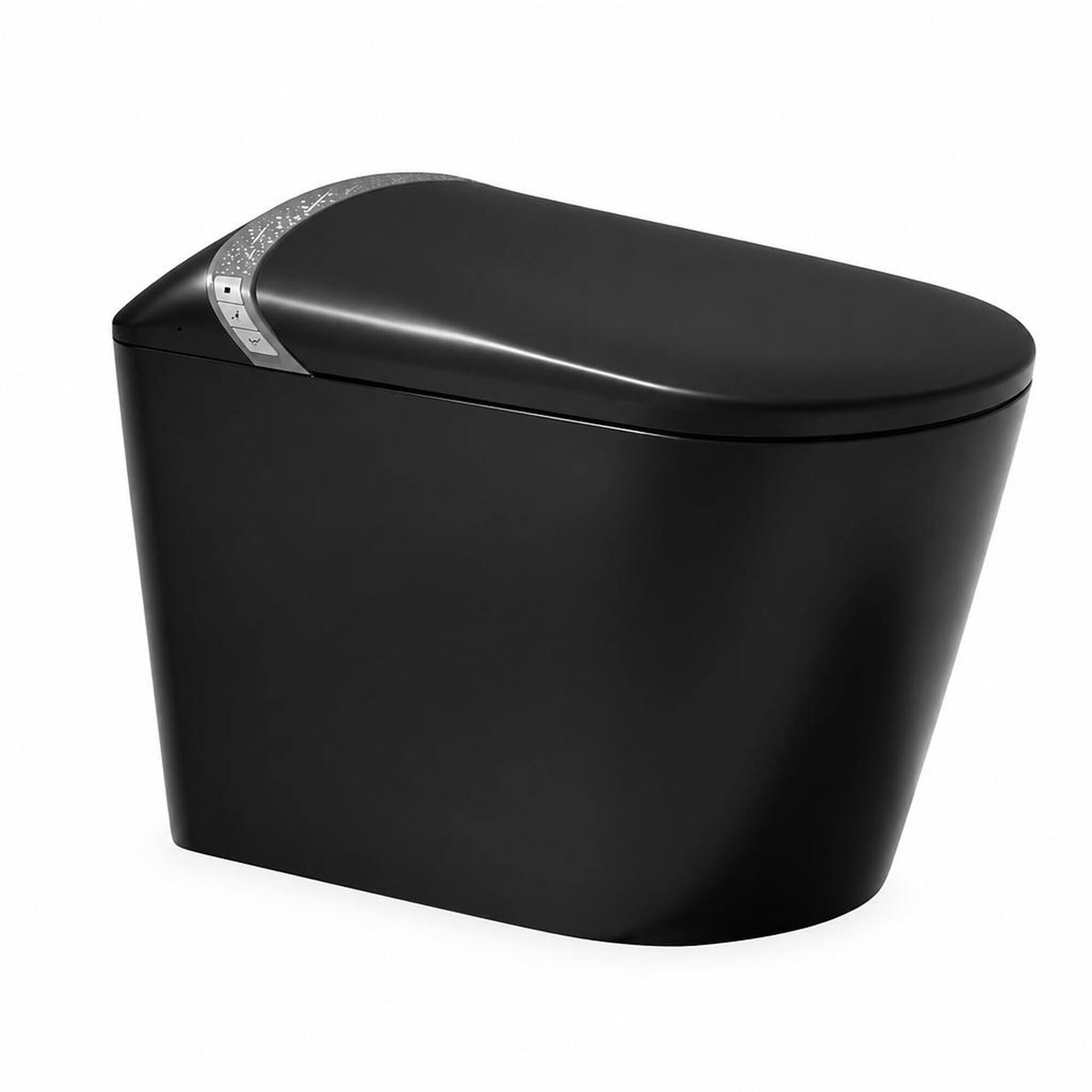 Front. RYHNUYNE - Starry Night Light Smart Bidet Toilet, Auto Open Close Seat Foot Sensor LED Display Warm Water Dryer Matte Black - Matte Black.