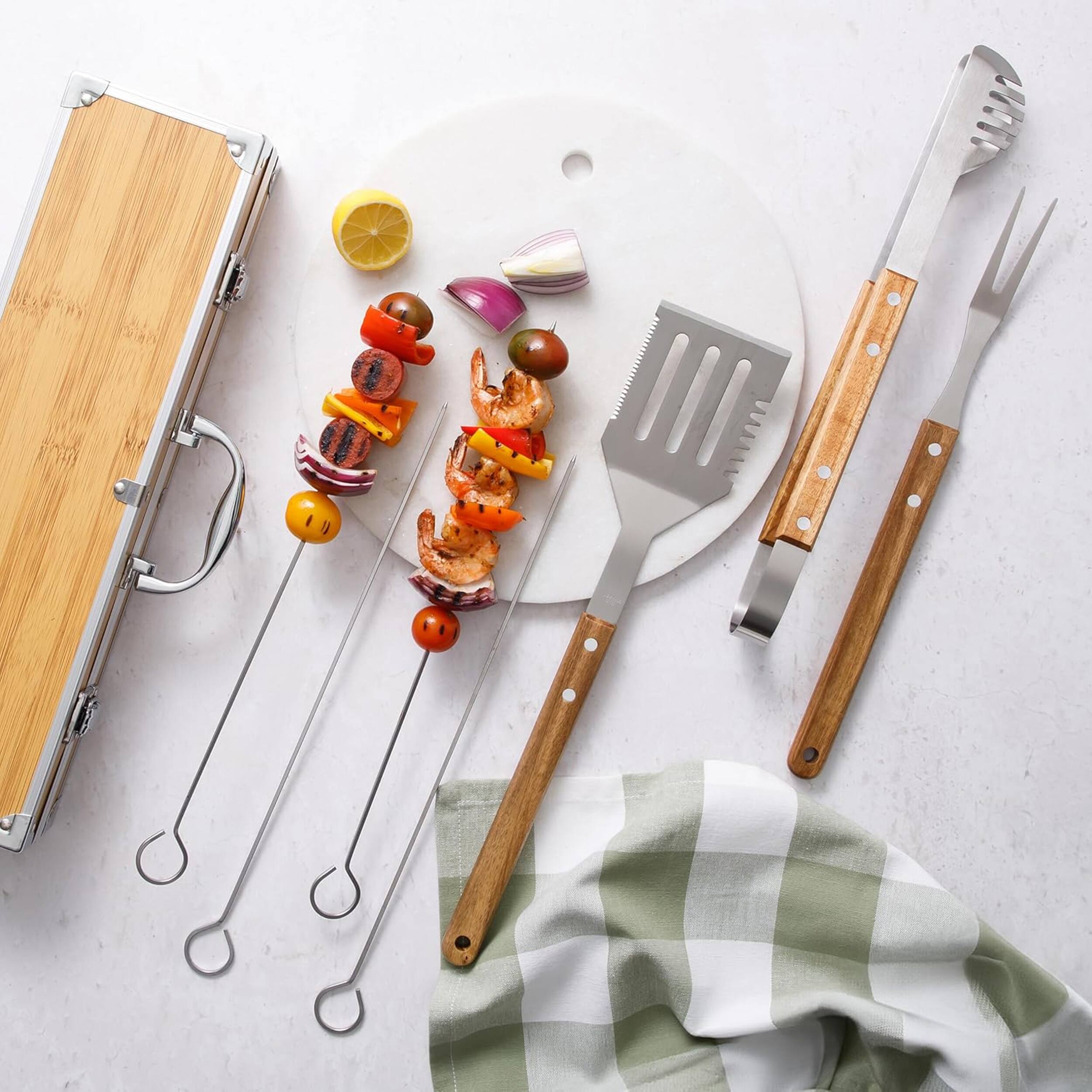 Alt View 4. Gibson - Gibson Home Barbecue Pro 8 Piece Stainless Steel Barbecue Tool Set with Carry Box - Brown.