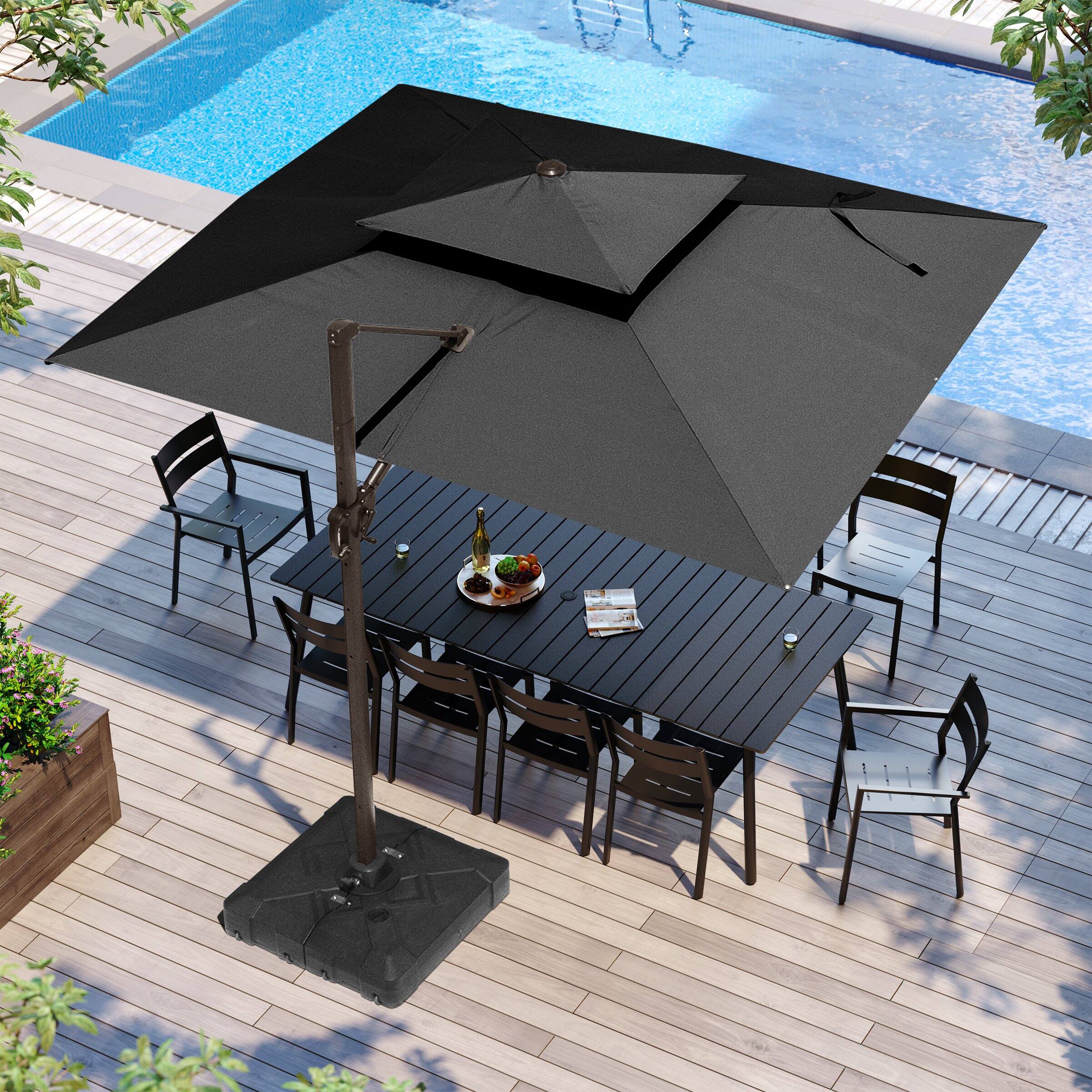 Alt View 6. Crestlive Products - Crestlive Products 11-ft Aluminum Black Slide-tilt Cantilever Patio Umbrella with Base - Black.