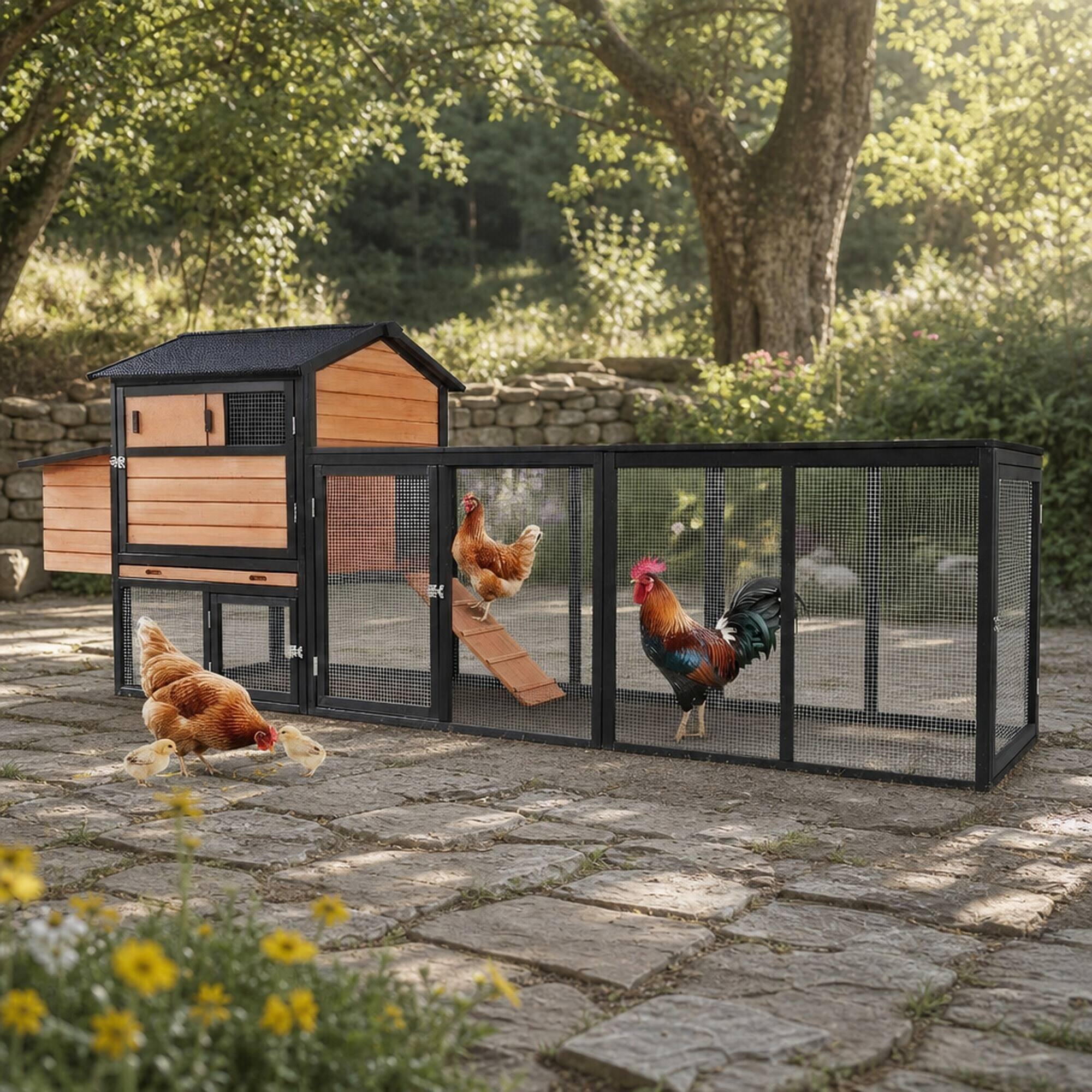 RYHNUYNE Wooden Chicken Coop, Large Outdoor Hen House, Nesting Box ...