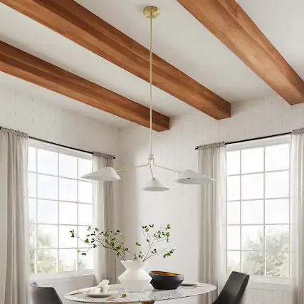 Front. Modway - Journey 3-Light 14" Arm Pendant by Modway - White.