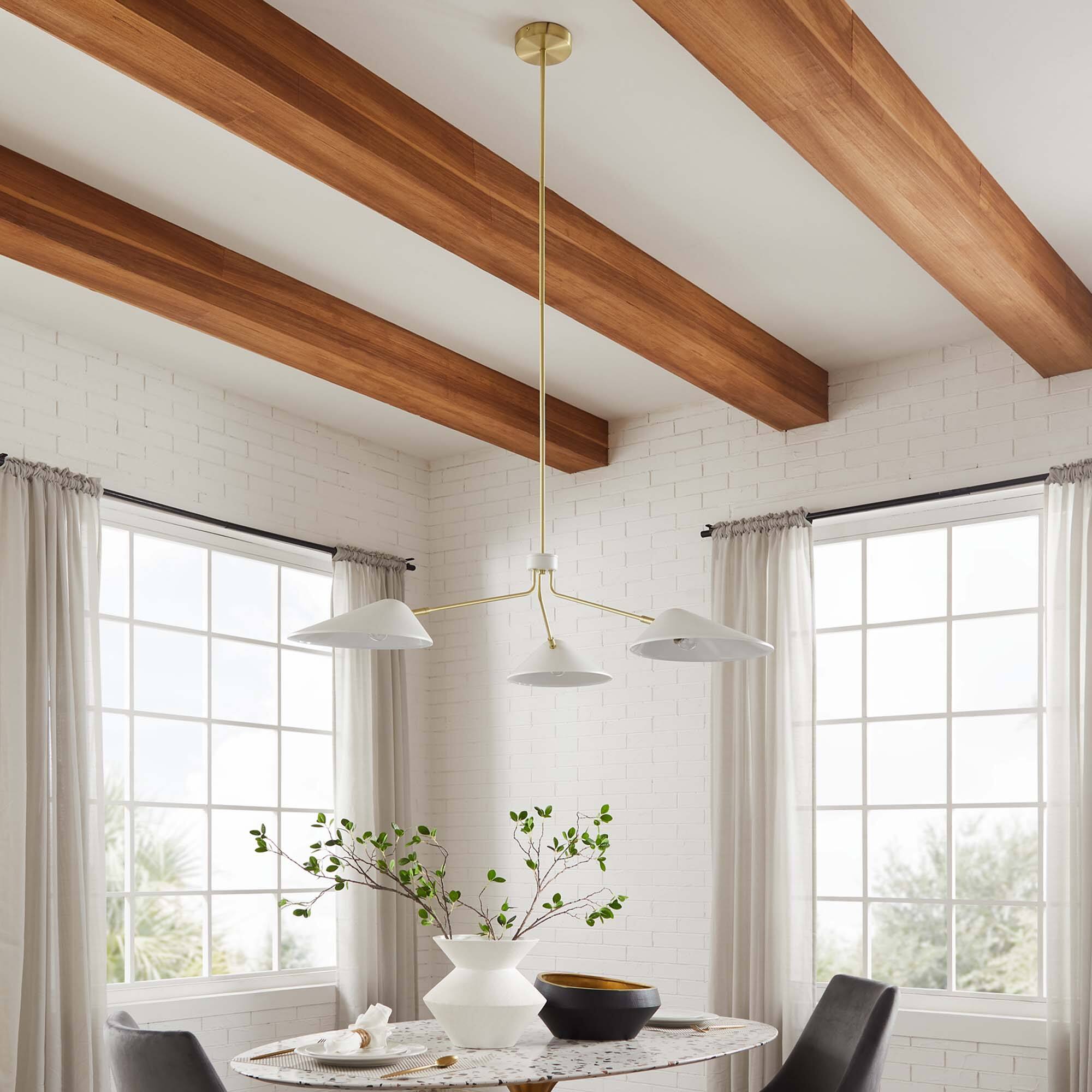 Front. Modway - Journey 3-Light 14" Arm Pendant by Modway - White.