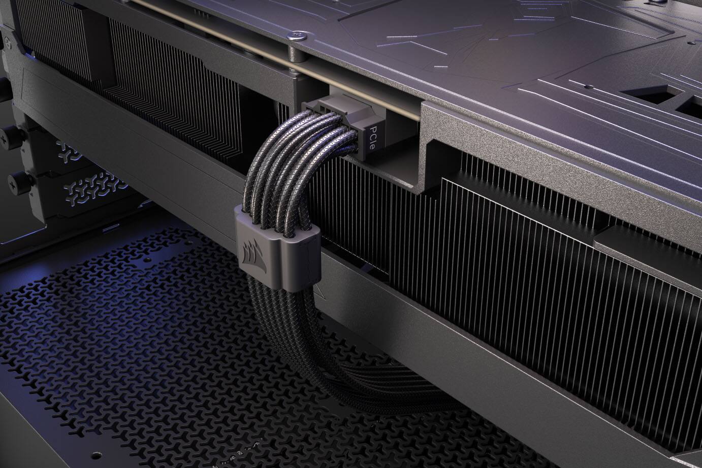 Alt View 6. CORSAIR - ThermalProtect PCIe 5.1 600W 12V-2x6 Cable - Black.