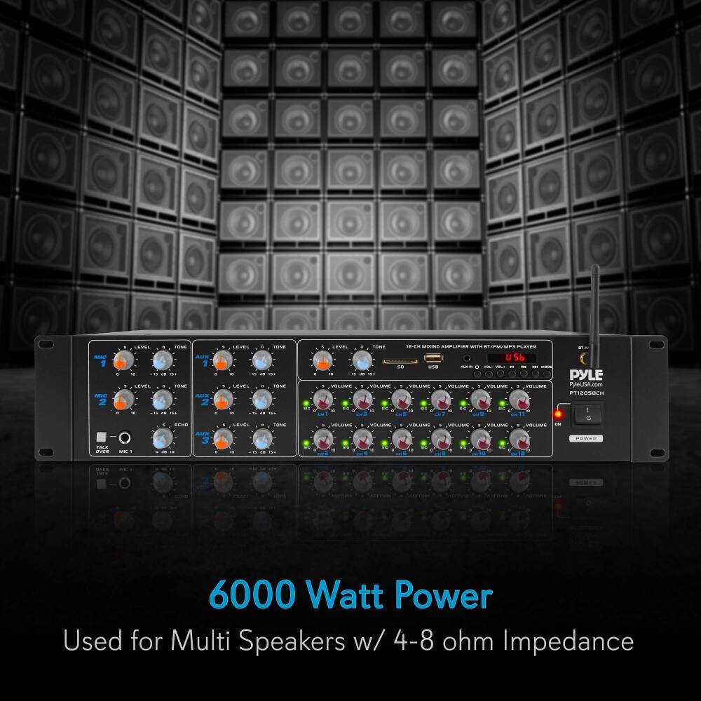 6000 Watt Power  
Used for Multi Speakers w/ 4-8 ohm Impedance