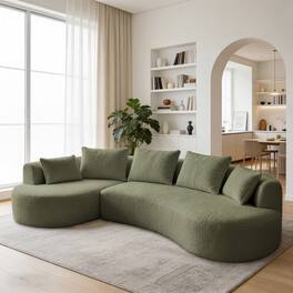 Dyonery - 122" Curved Modular Sectional Sofa for Living Room,Modern Oversized Cloud Couch,4-Seater Extra Deep Seat Sofa. - Green