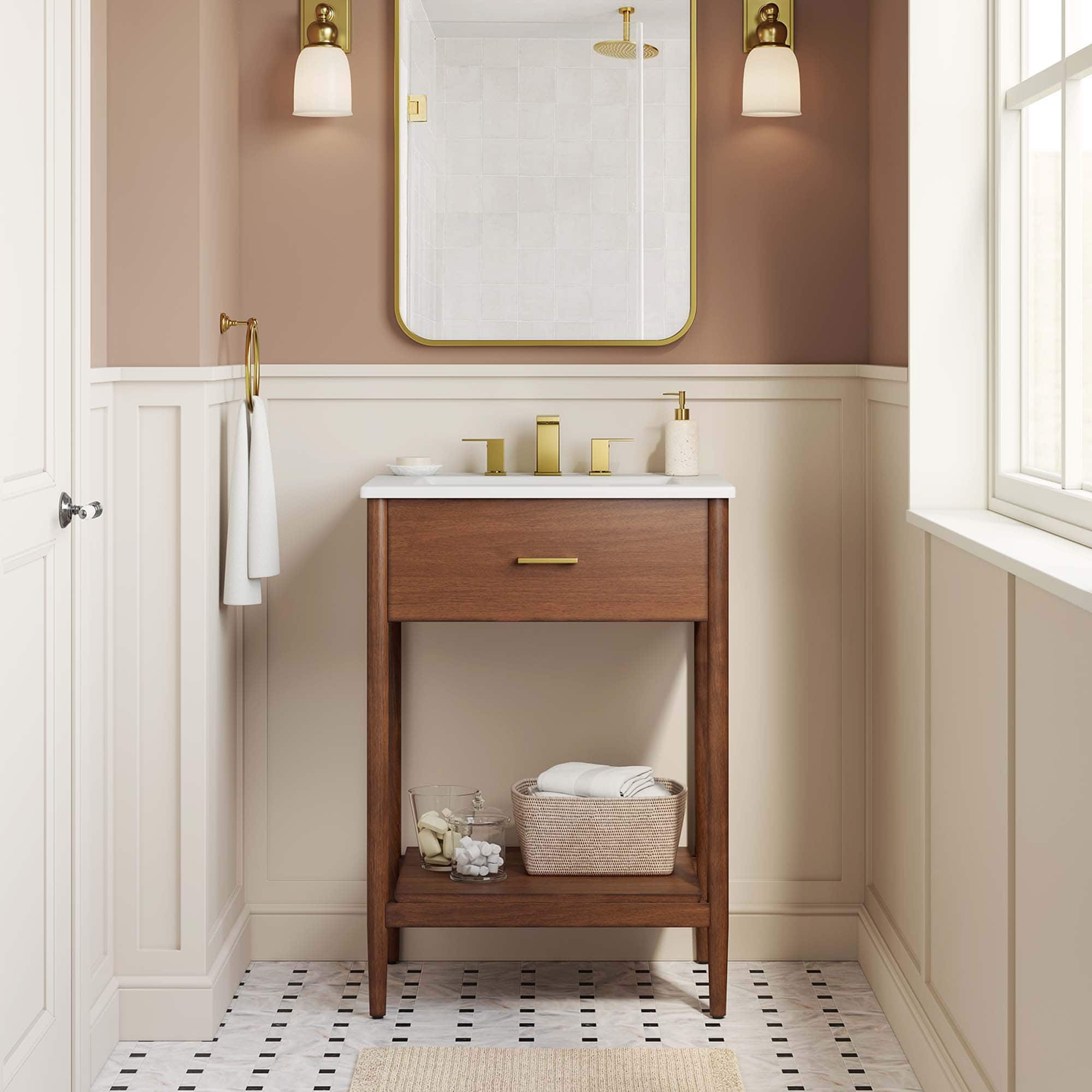 Photos - Bathroom Sink Modway Zaire Bathroom Vanity Basin Included by  - Walnut White EEI-6660-WAL-WHI 