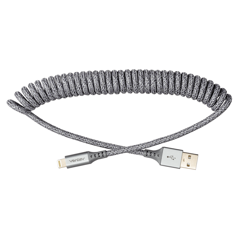 Ventev 14 inch Coiled High Speed USB A to Lightning Cable 3 ft ...