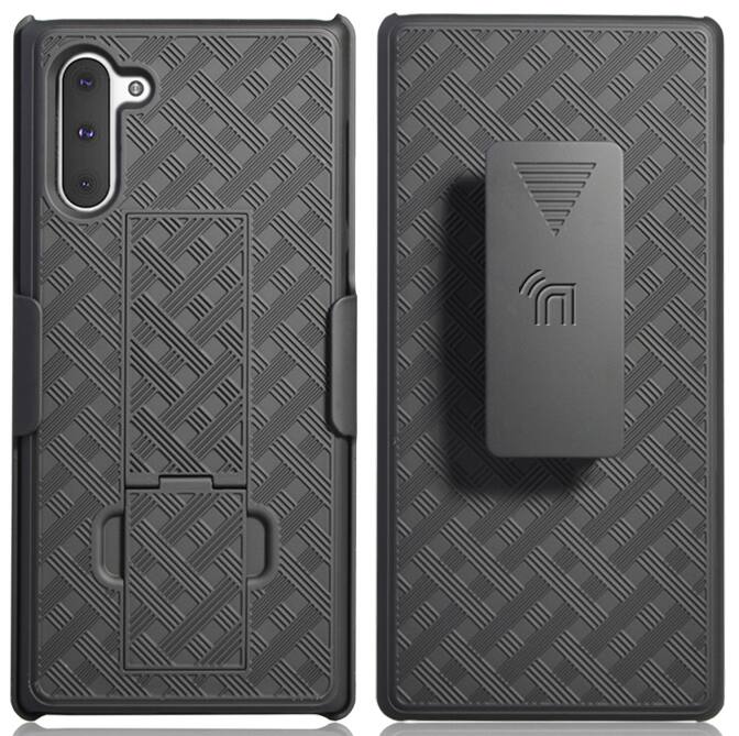 Alt View 3. Nakedcellphone - Case with Stand and Belt Clip Holster for Samsung Galaxy Note 10 - Black.