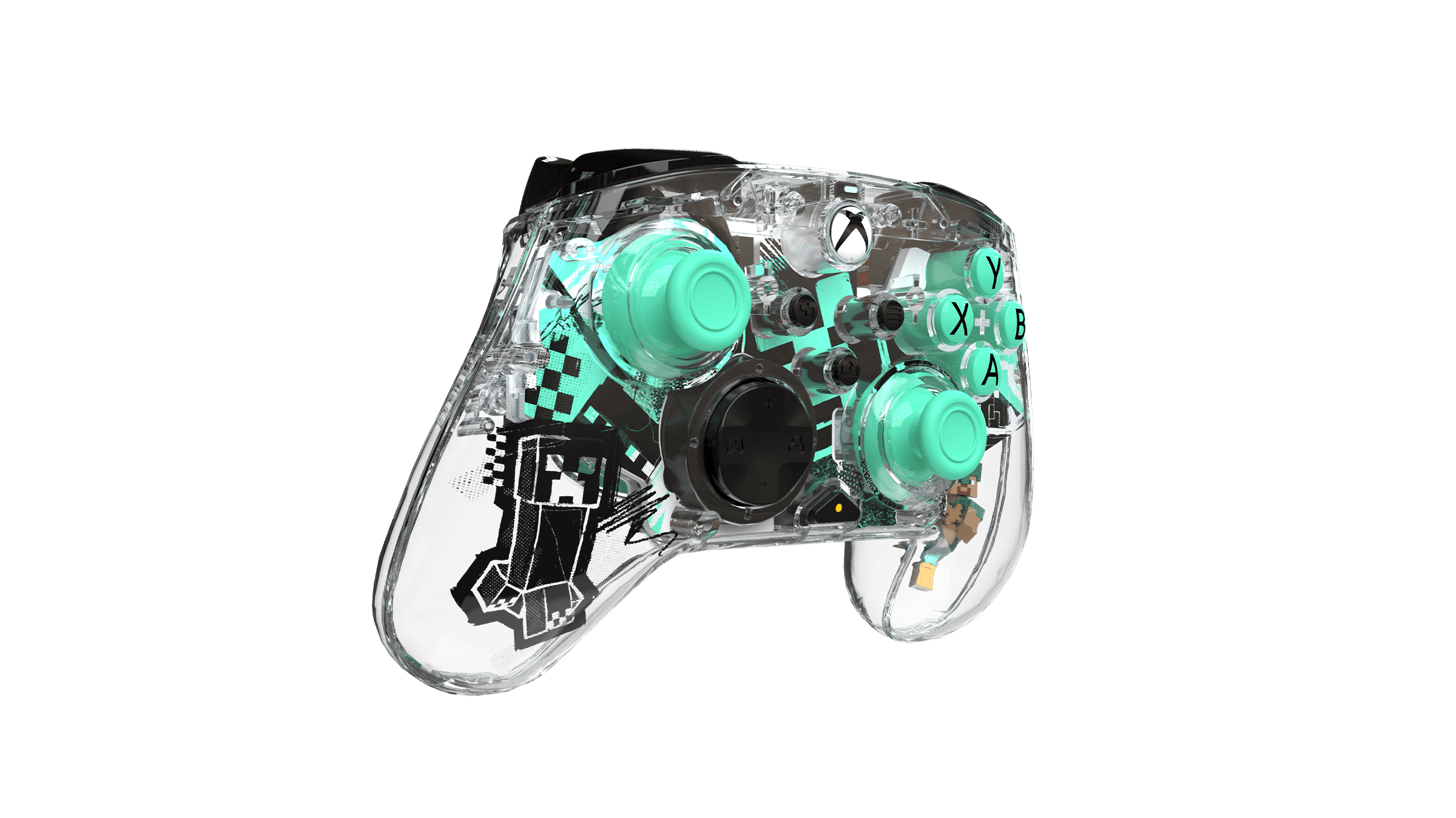 Alt View 1. Performance Designed Prod - REALMz™ Wireless Controller: Minecraft Steve Diamond Print - Multicolor.