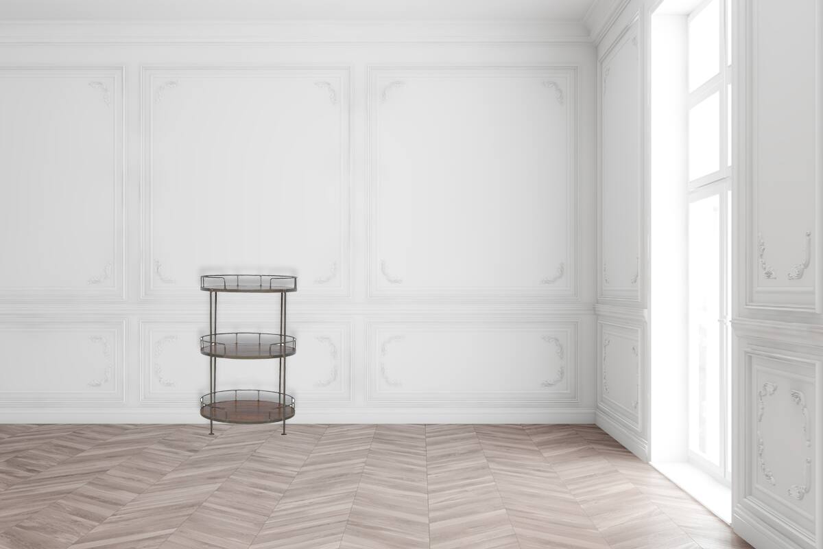 Alt View 9. Artisan Furniture - Artisan Furniture Solid Wood Industrial Round Butler Tray Table, 3 Shelves, Brown - Brown.