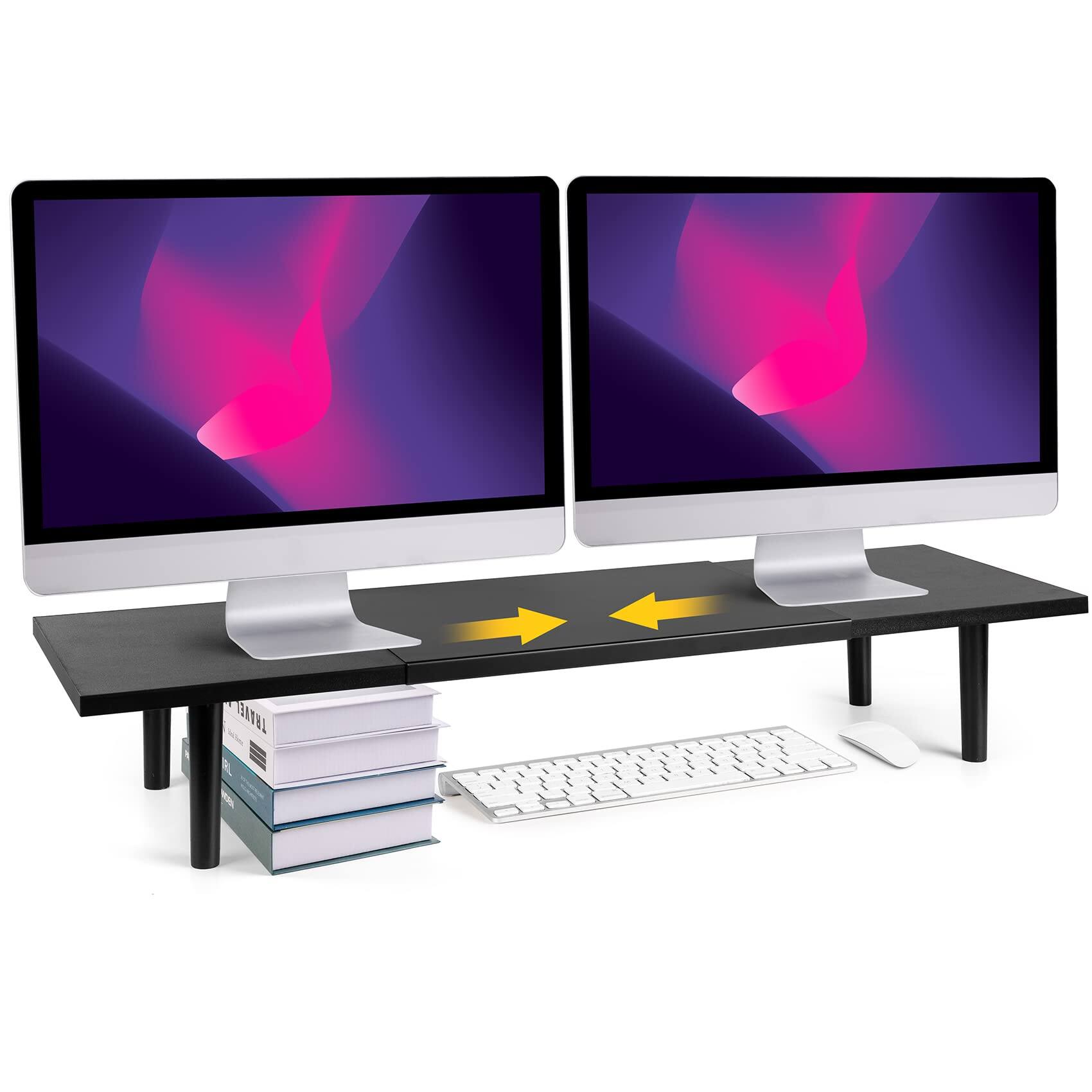Cedar Assembly Dual monitor stand riser for desk Adjustable Length ...