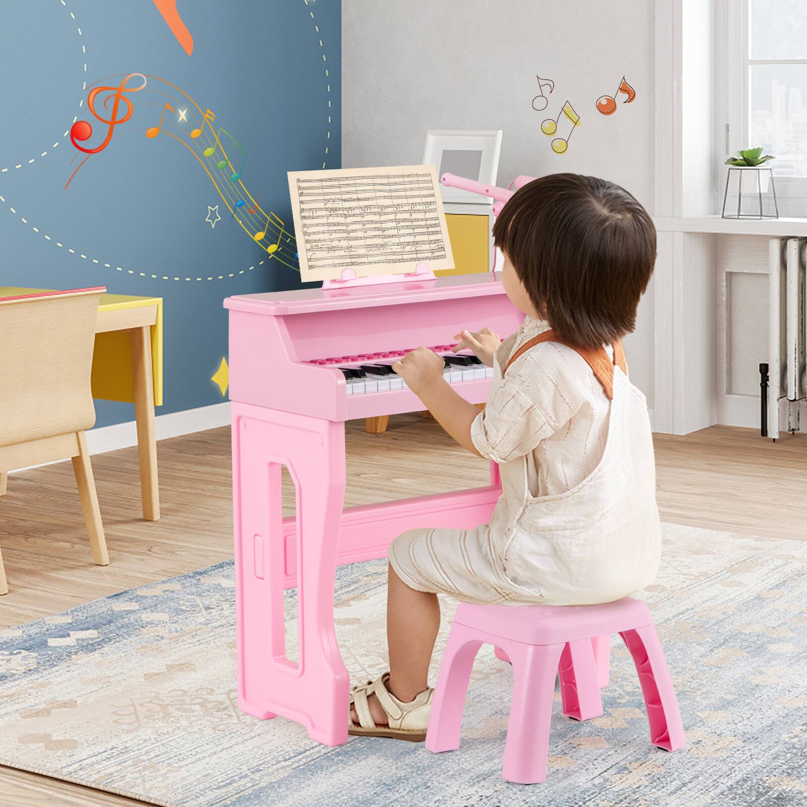 Alt View 1. Gymax - Gymax 37-Key Music Piano Keyboard Kids Learning Toy Instrument w/ Microphone Pink - Pink.