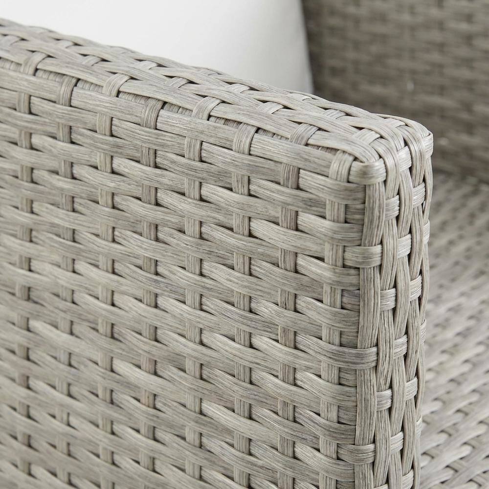 Alt View 1. Outdoor Escape - Outdoor Patio Rattan Wicker Dining Armchair With Cushioned Seat - Gray.