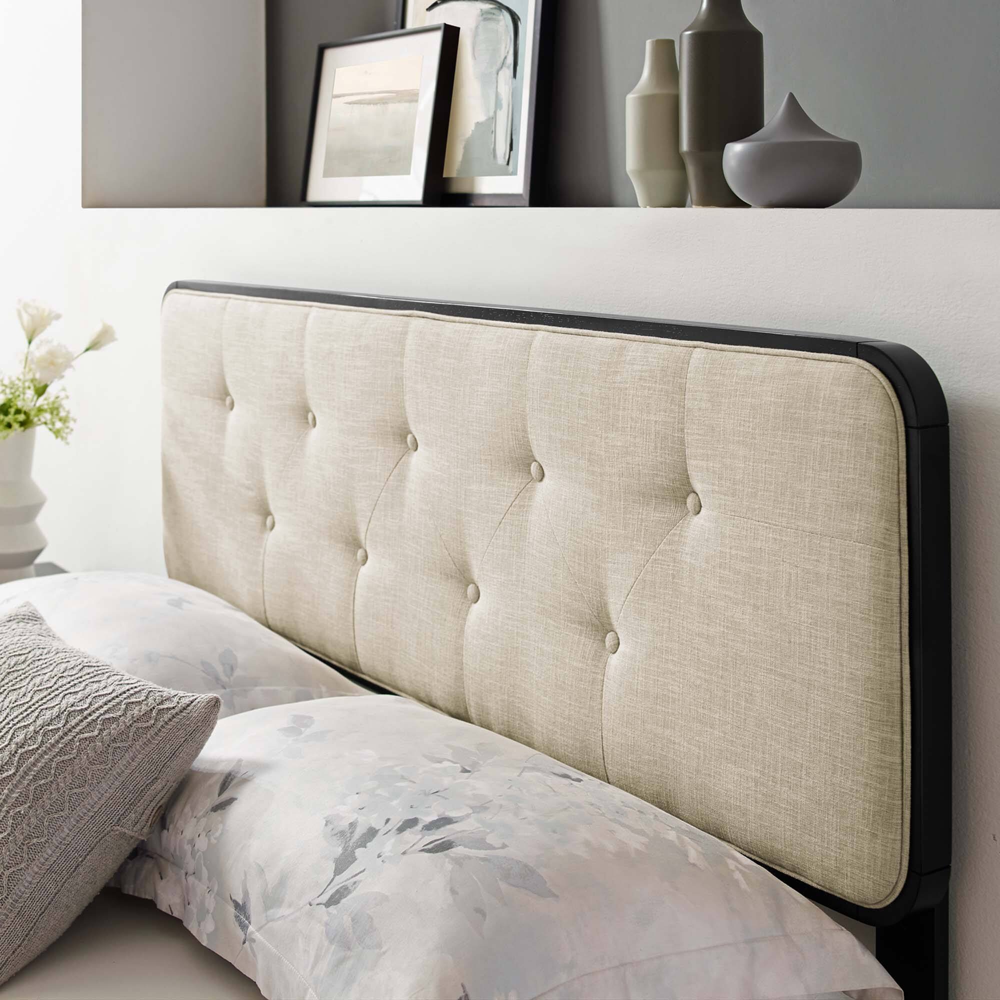 Alt View 2. Modway - Collins Tufted Fabric and Wood King Headboard by Modway - Brown.