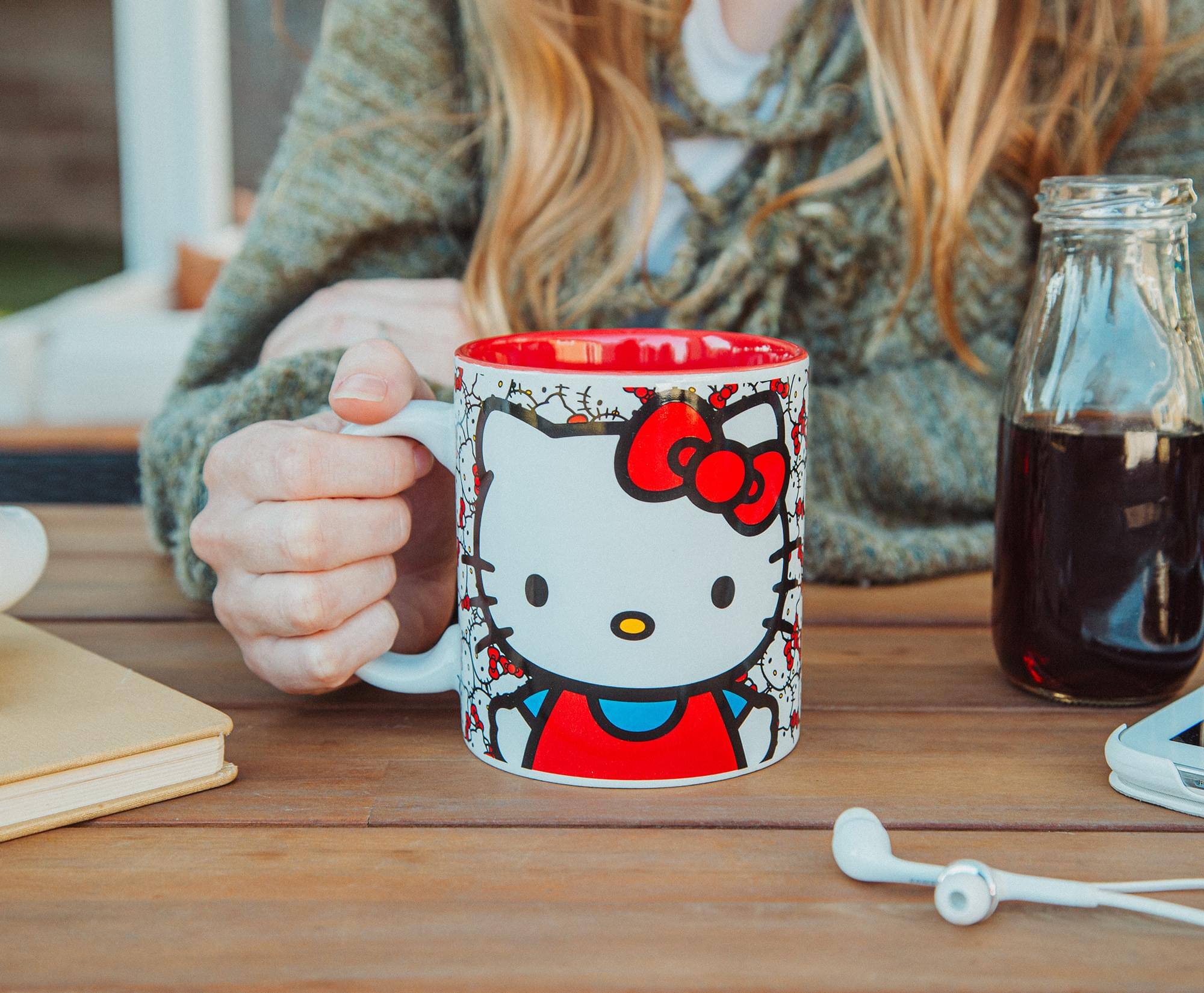 Alt View 3. Silver Buffalo - Sanrio Hello Kitty Allover Faces Ceramic Mug | Holds 20 Ounces - Red.