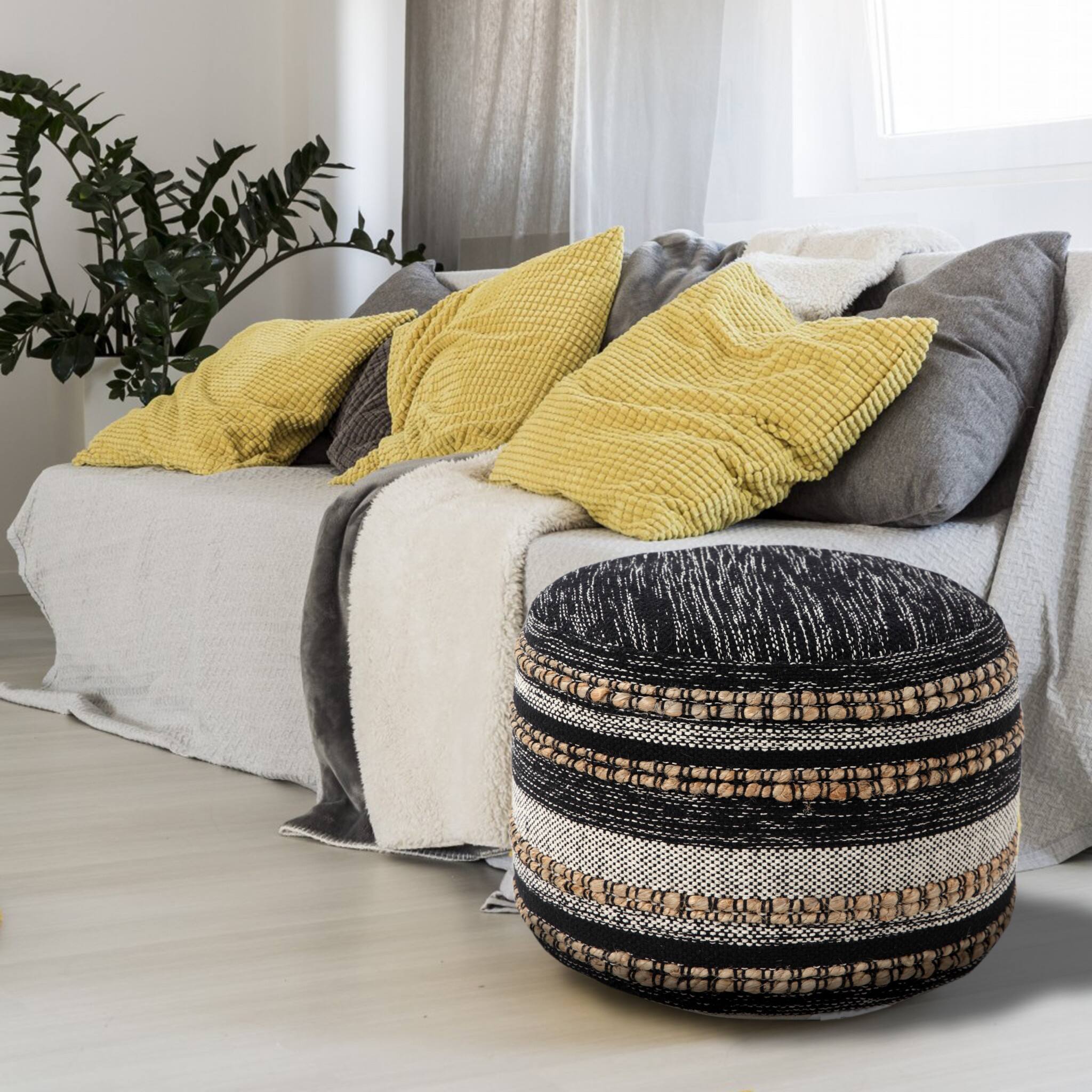 Alt View 5. Hivvago - Hivvago 18 Inch x 18 Inch x 14 Inch  Inch Pouff Ottomans - Black, White.