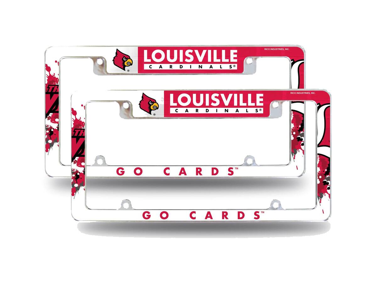 University of Louisville Cardinals (Set of 2) Chrome Metal License Plate Frames with Bold Full Frame Design