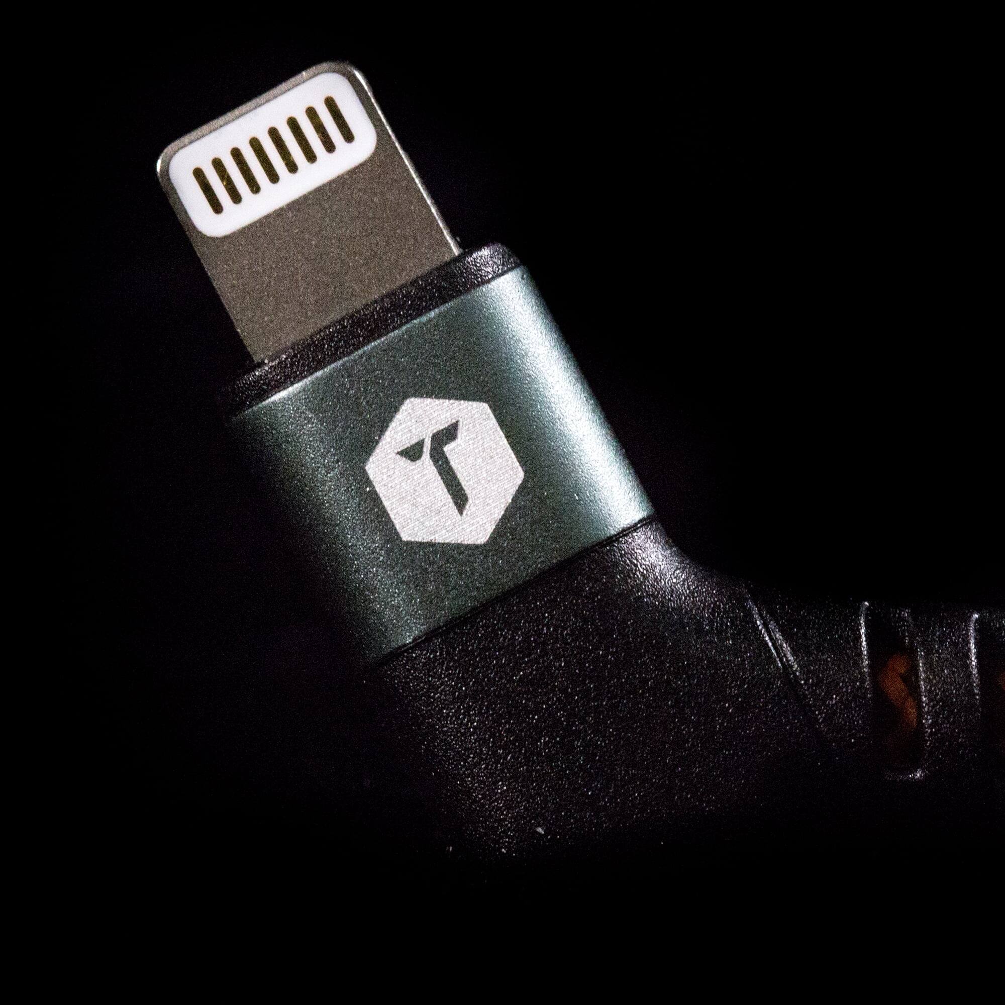 Back. ToughTested - ToughTested 6ft 90° Angled Lightning to USB-A Cable | MFi Certified Rugged Braided iPhone Fast Charger Cord.
