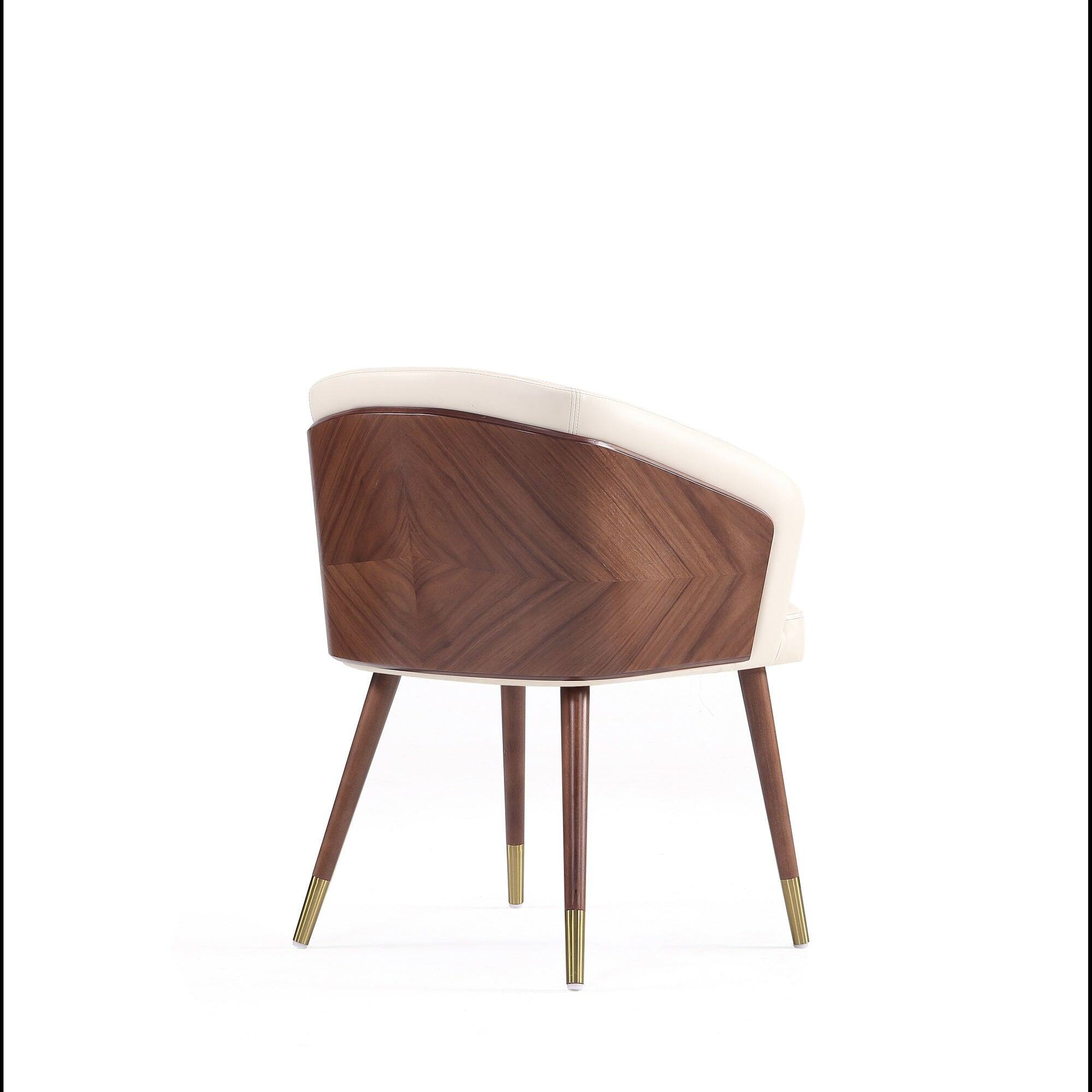 Alt View 3. Manhattan Comfort - Reeva Modern Wood Vegan Leather Dining Chair - Cream.