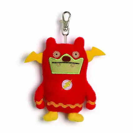 Front. Enesco - Ugly Dolls DC Comics 4" Plush Clip-On: Jeero Flash - Red.