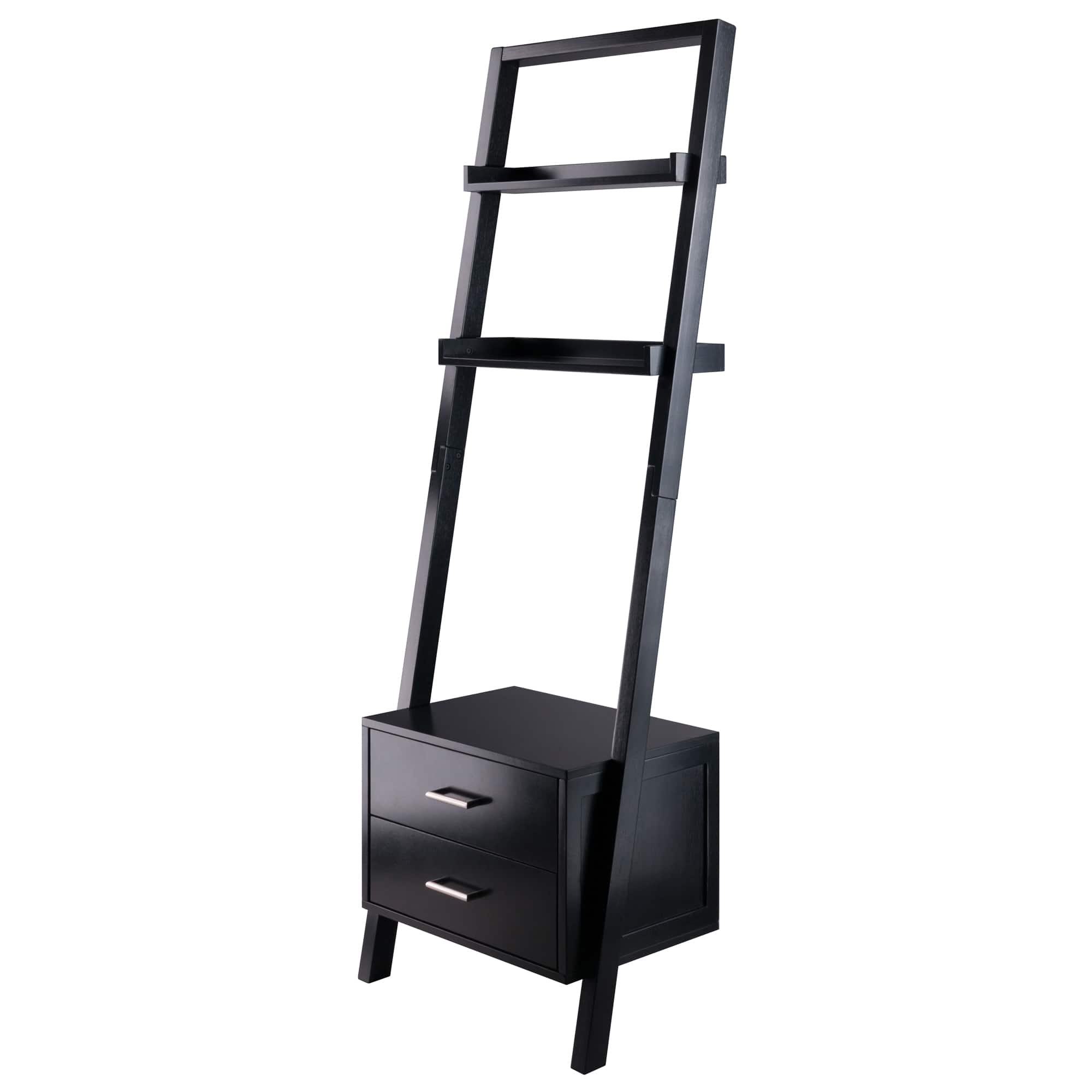 Winsome Wood - Bellamy 2-Drawer Leaning Shelf - Black