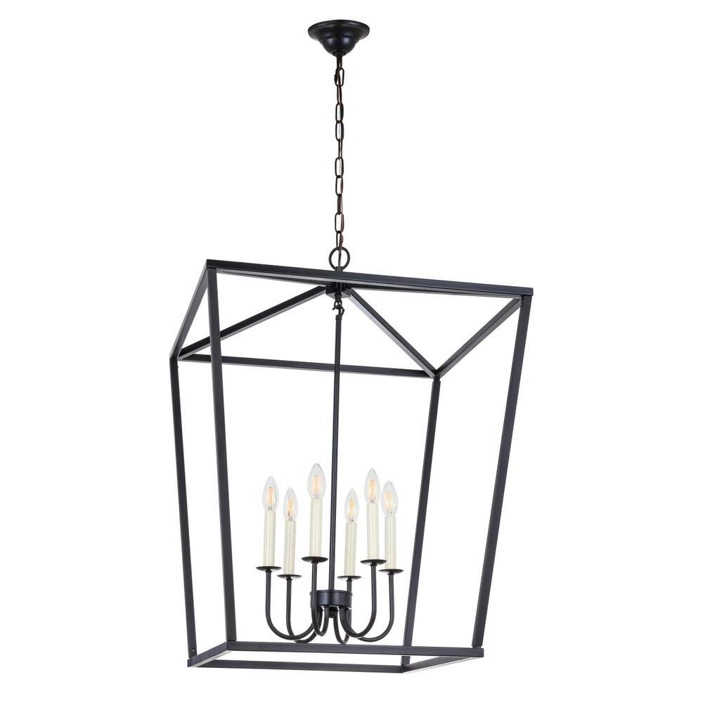 Alt View 4. Living District - Maddox 6 light Black chandelier - Black.