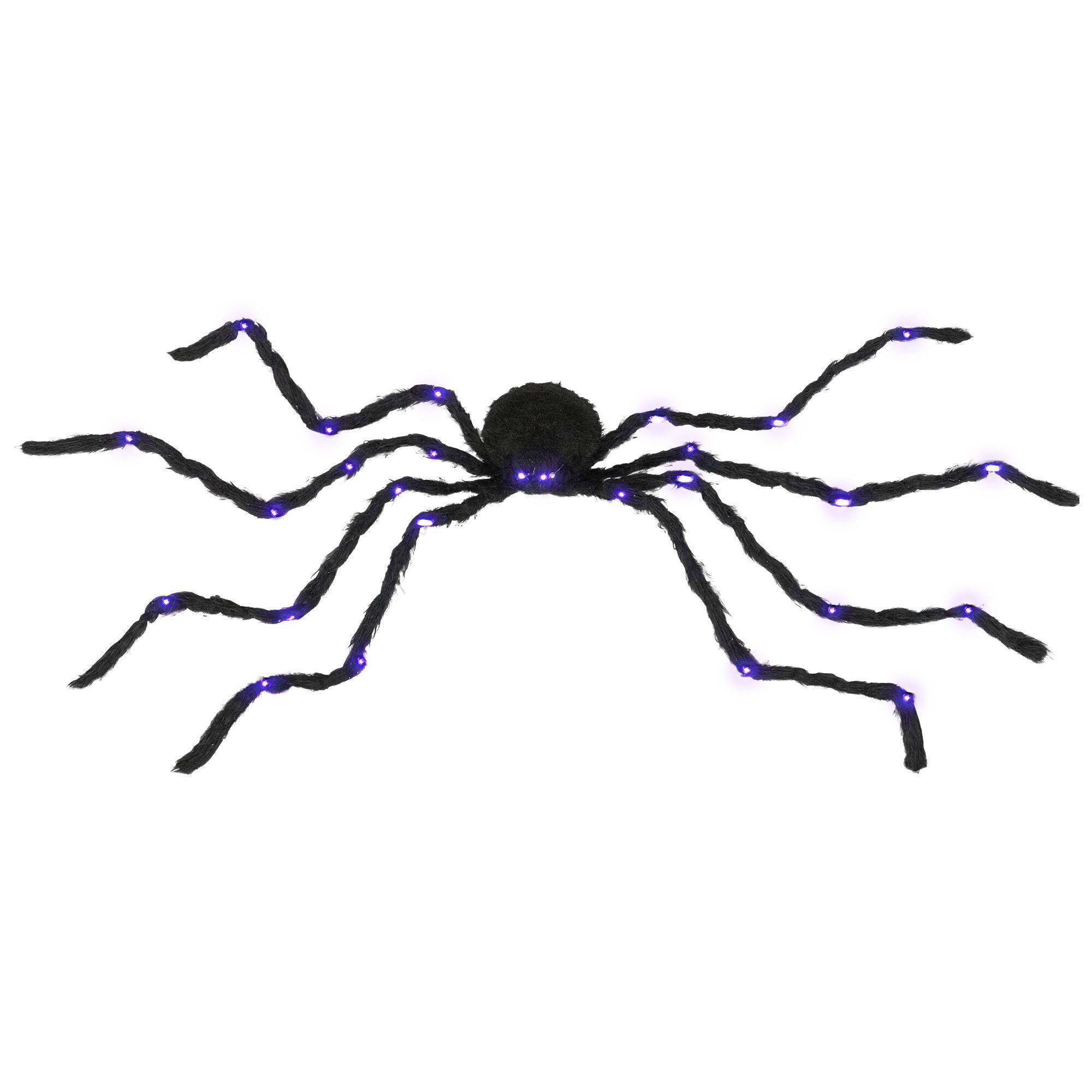 Homcom - 3.25" Outdoor Halloween Decoration, Light-up Oversized Spider Halloween Prop with Light Up Bendable Legs - Black