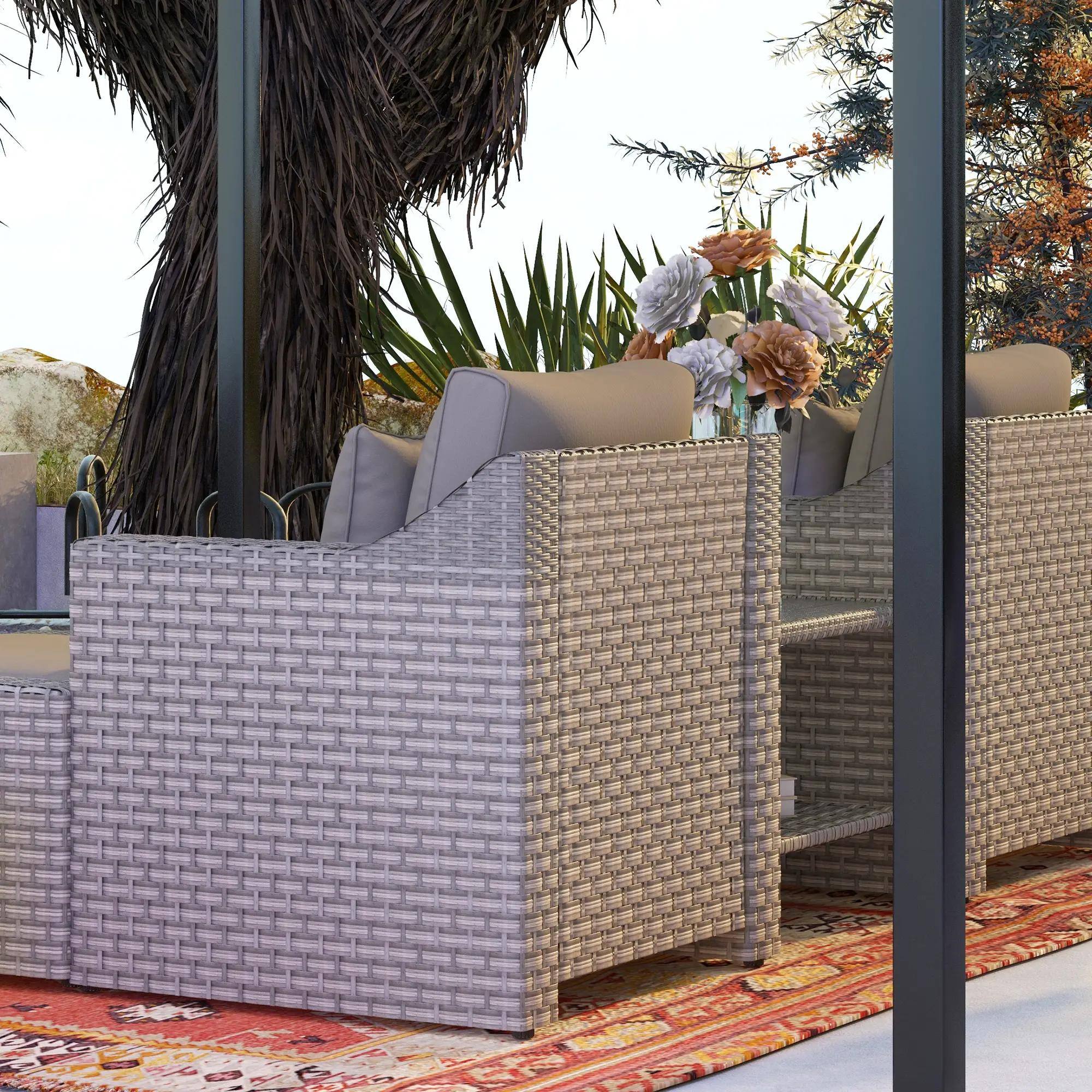 Left. Resenkos - Resenkos 5pc Patio Furniture Set, Outdoor Sectional Furniture, Gray - Gray.