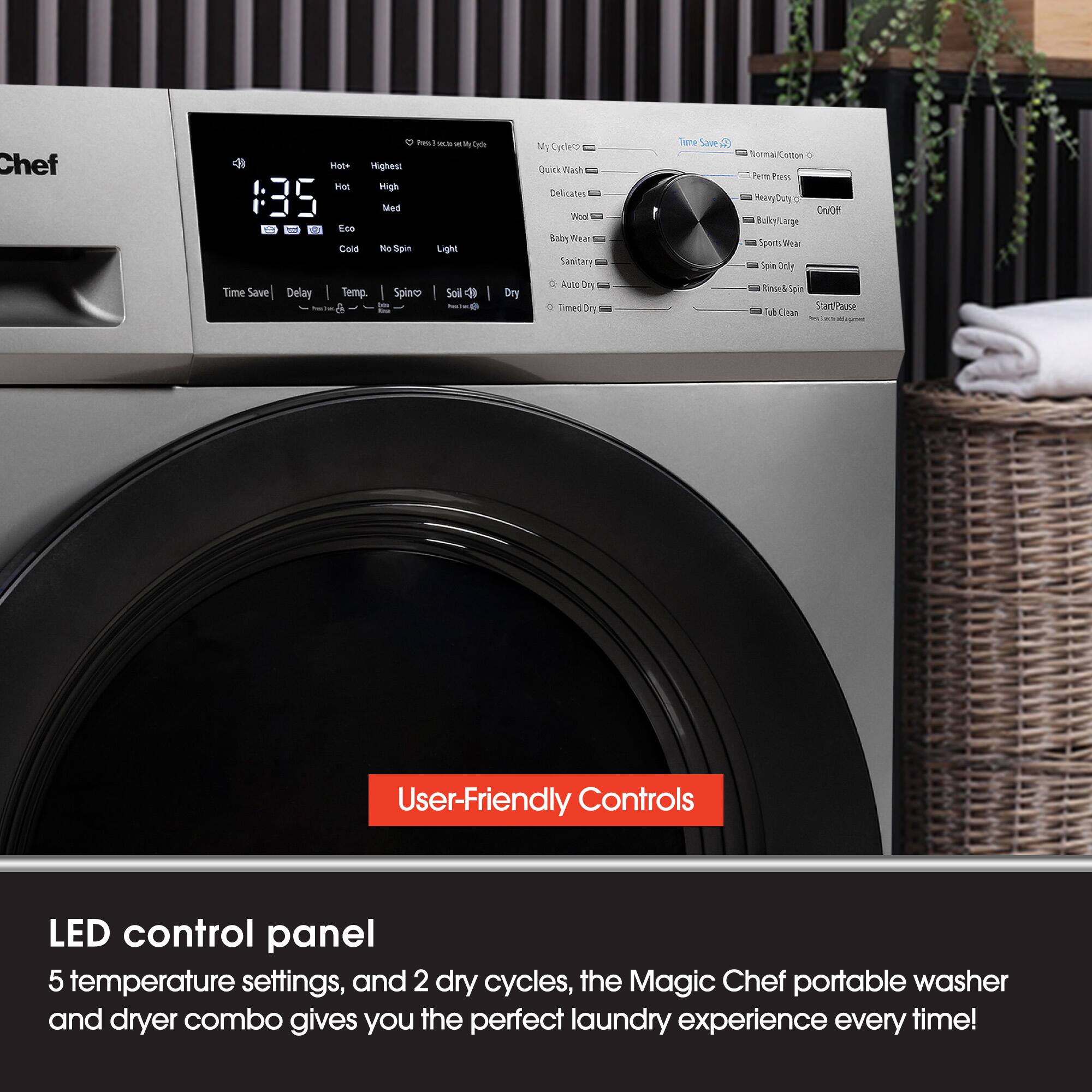 Magic Chef 2.7 Cu Ft Front Load Washer Dryer Combo Clothes Dryer