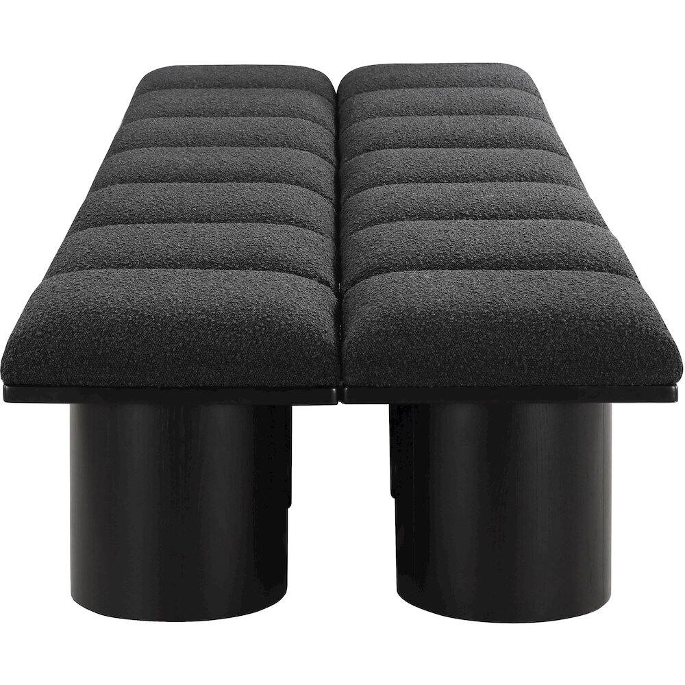 Left. Meridian Furniture - Pavilion Black Boucle Fabric Bench - Black Boucle Fabric.